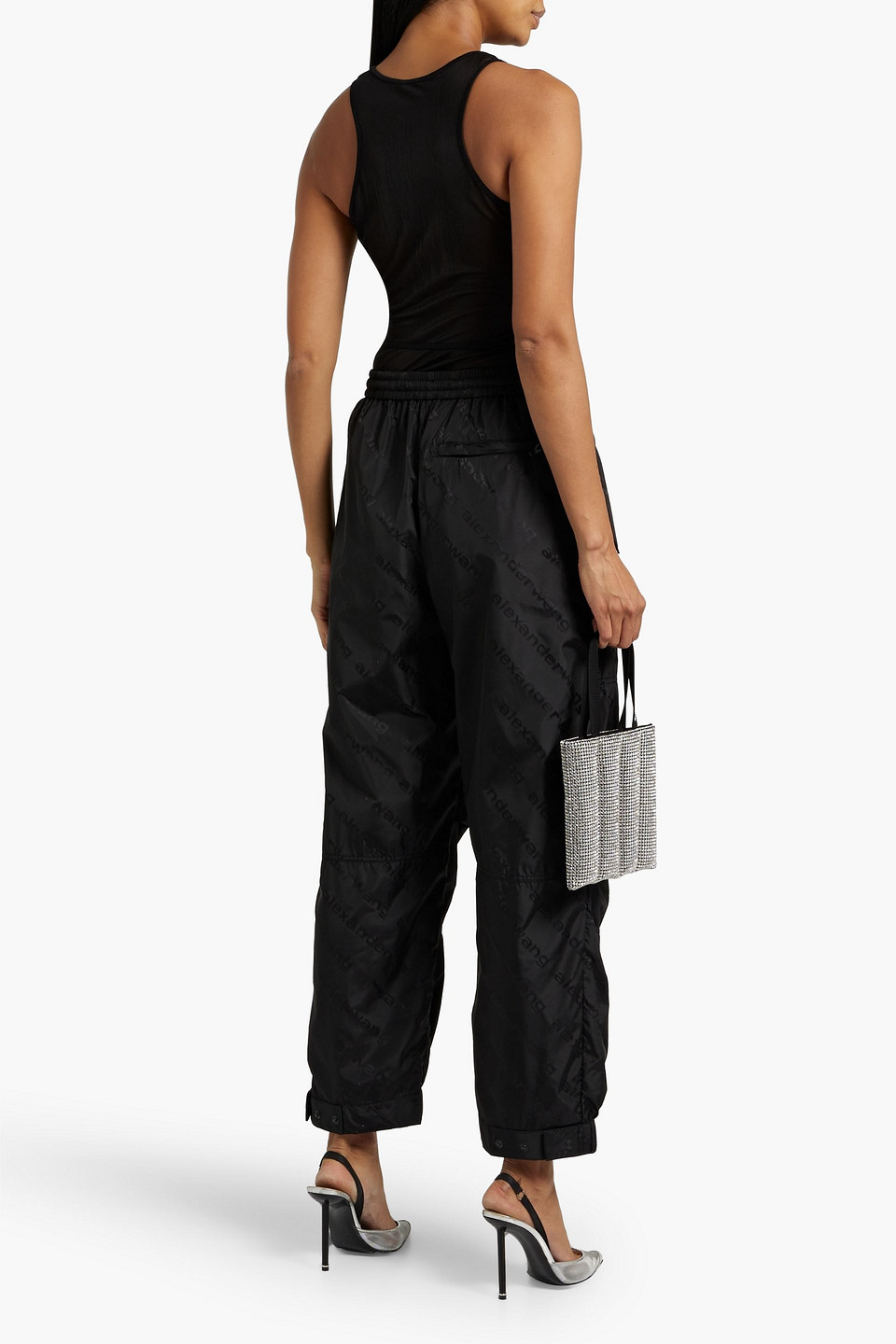 Shop Alexander Wang Logo-print Shell Track Pants In Black