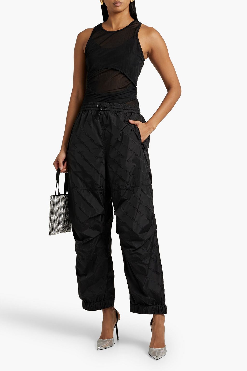 ALEXANDER WANG Logo-print shell track pants