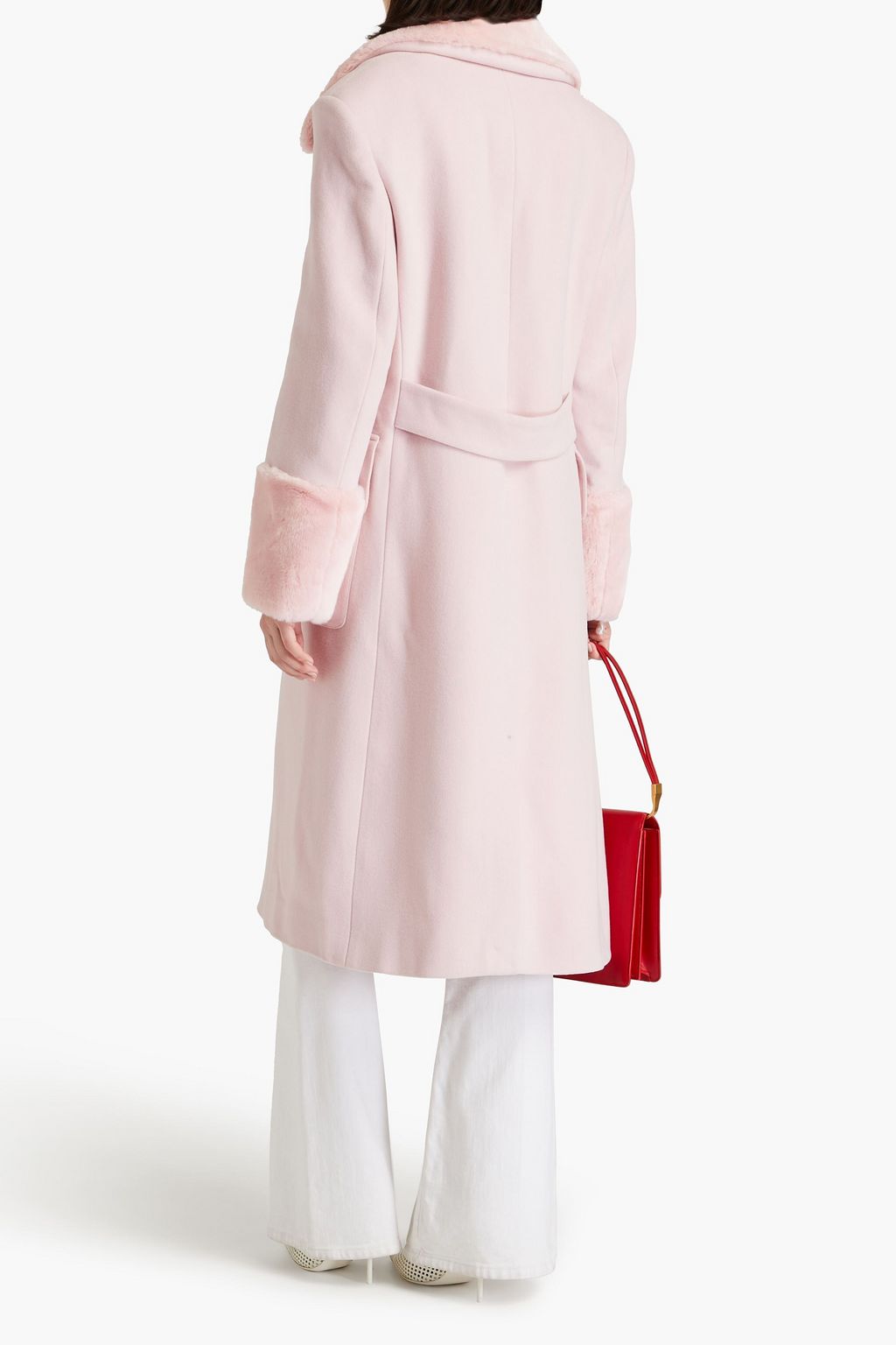 BALMAIN Shearling-paneled wool-felt coat