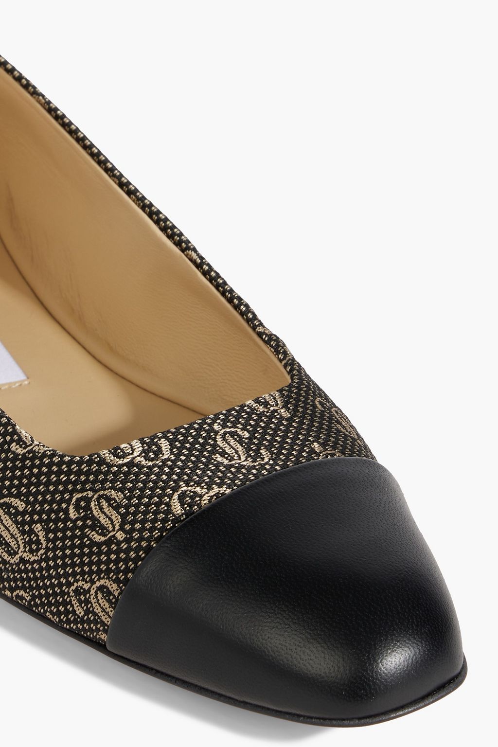 JIMMY CHOO Watson leathertrimmed logojacquard ballet flats THE