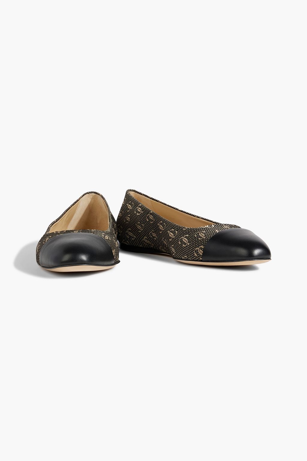 JIMMY CHOO Watson leathertrimmed logojacquard ballet flats THE