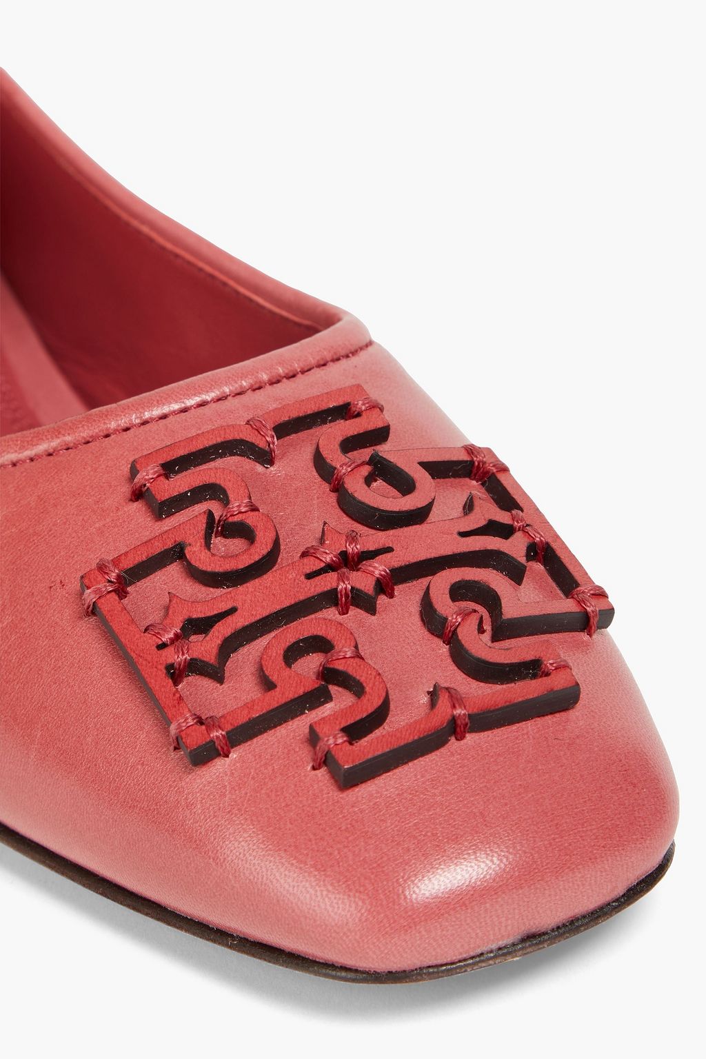 TORY BURCH 이네스 장식 디테일 가죽 발레리나 플랫