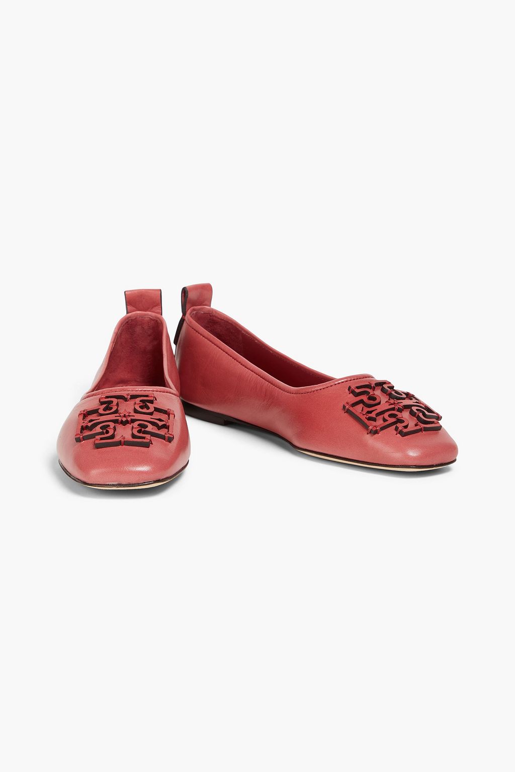 TORY BURCH 이네스 장식 디테일 가죽 발레리나 플랫