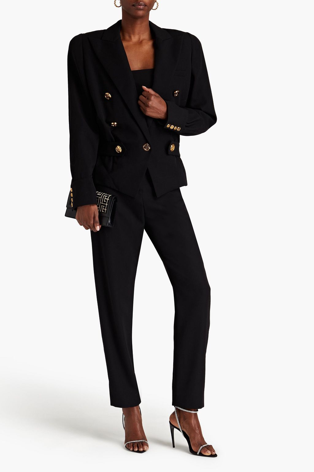 BALMAIN ウールクレープ ジャケット ギャザー入り