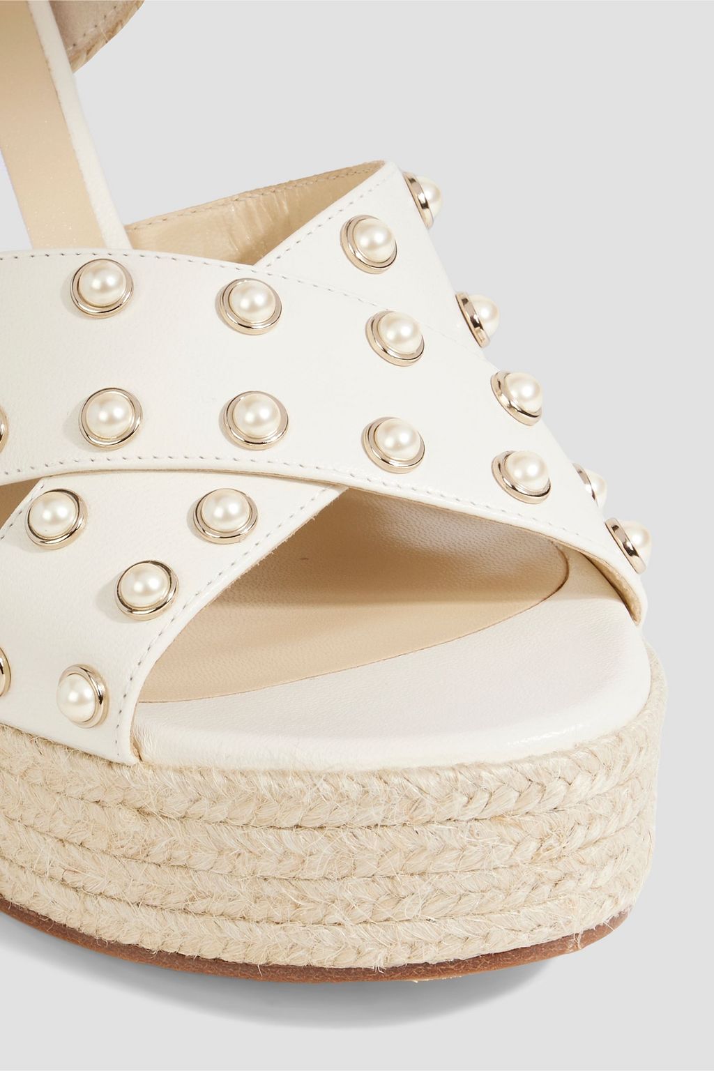JIMMY CHOO Dellena 100 embellished leather espadrille wedge sandals