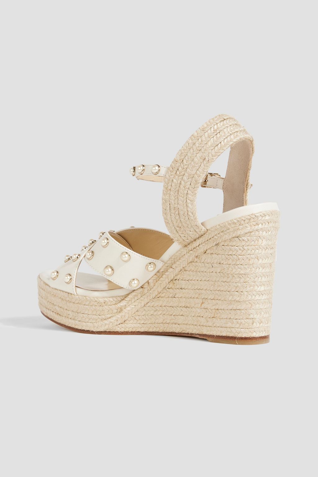 JIMMY CHOO Dellena 100 embellished leather espadrille wedge sandals