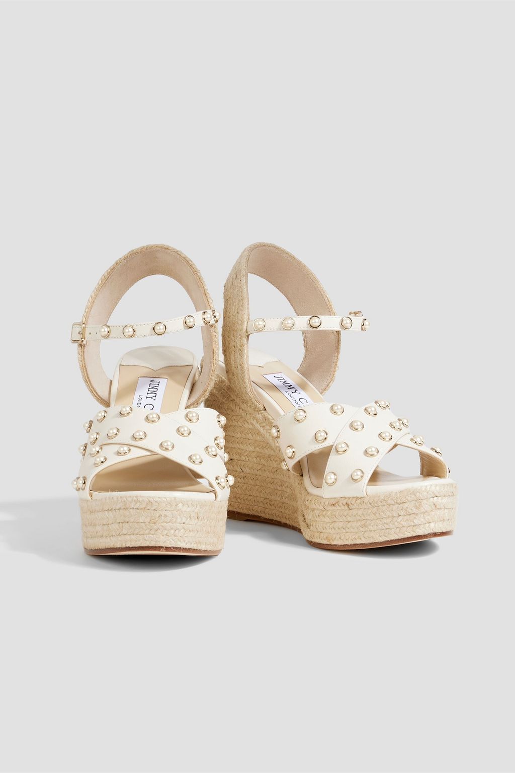 JIMMY CHOO Dellena 100 embellished leather espadrille wedge sandals