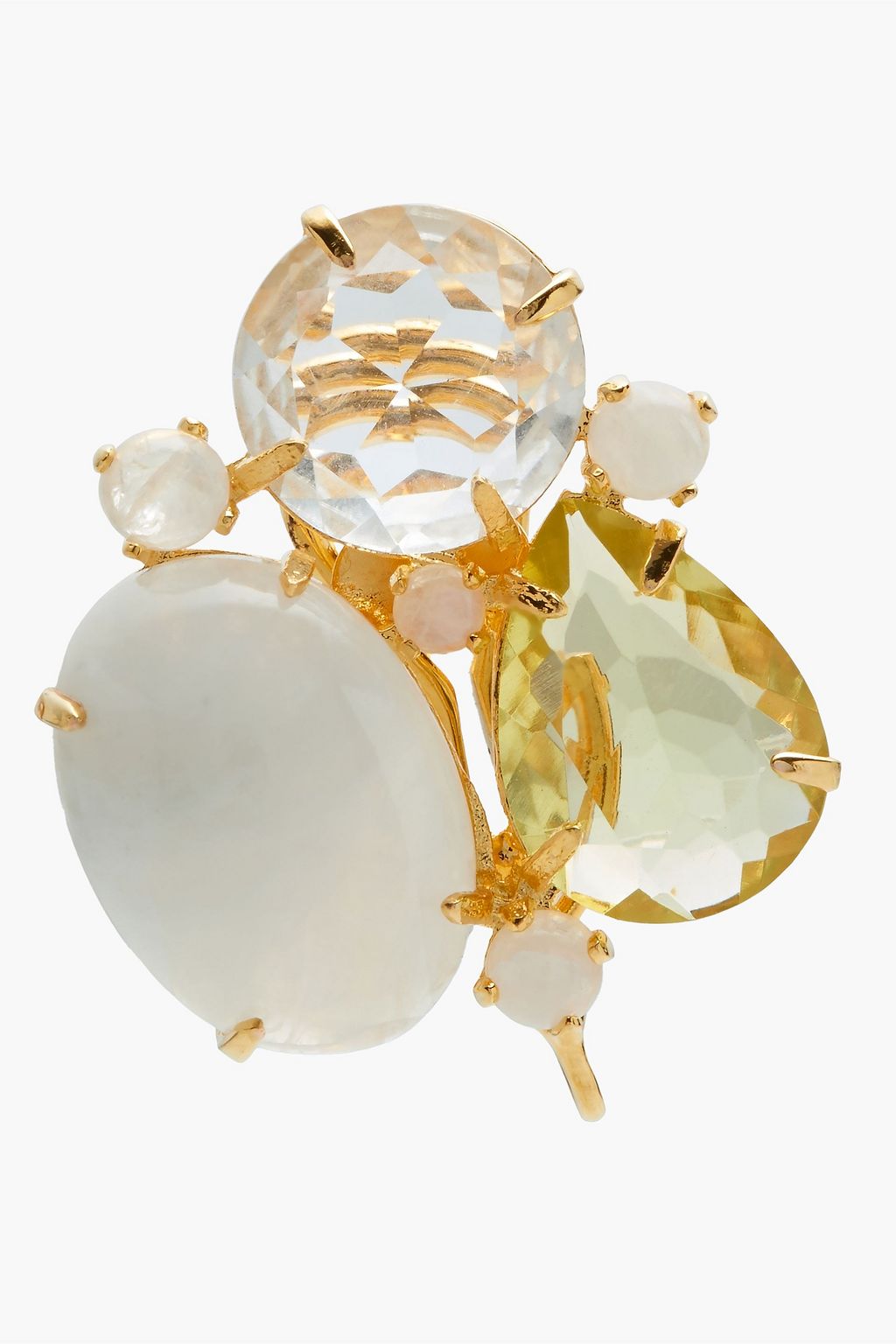 BOUNKIT Gold-tone, quartz and moonstone earrings