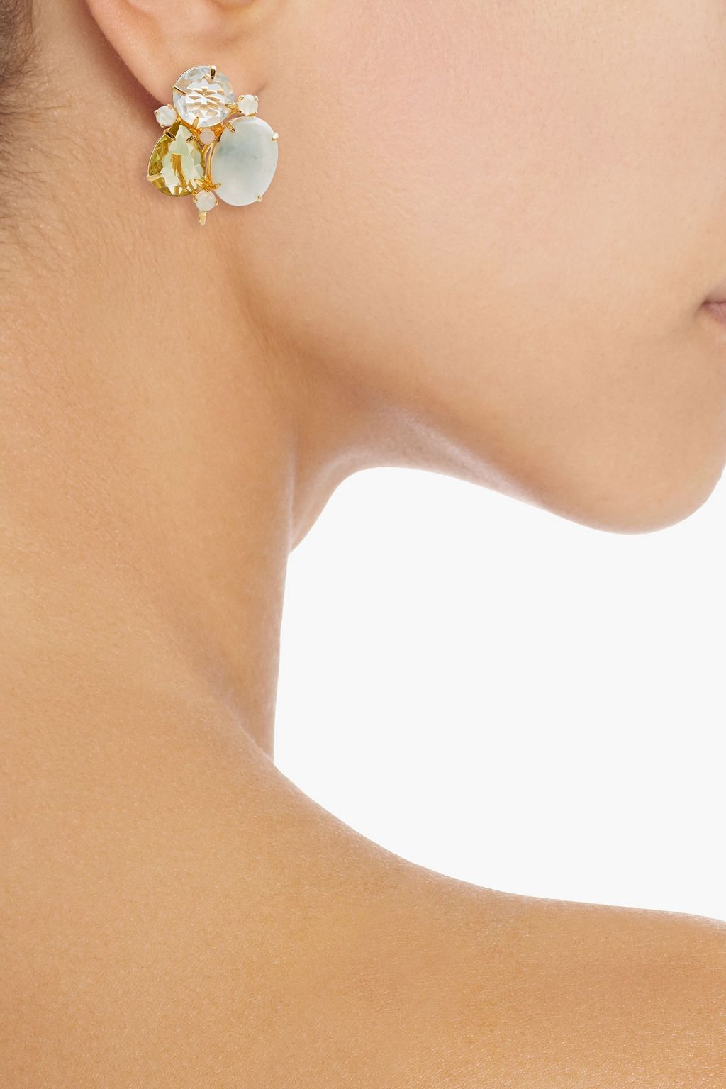 BOUNKIT Gold-tone, quartz and moonstone earrings