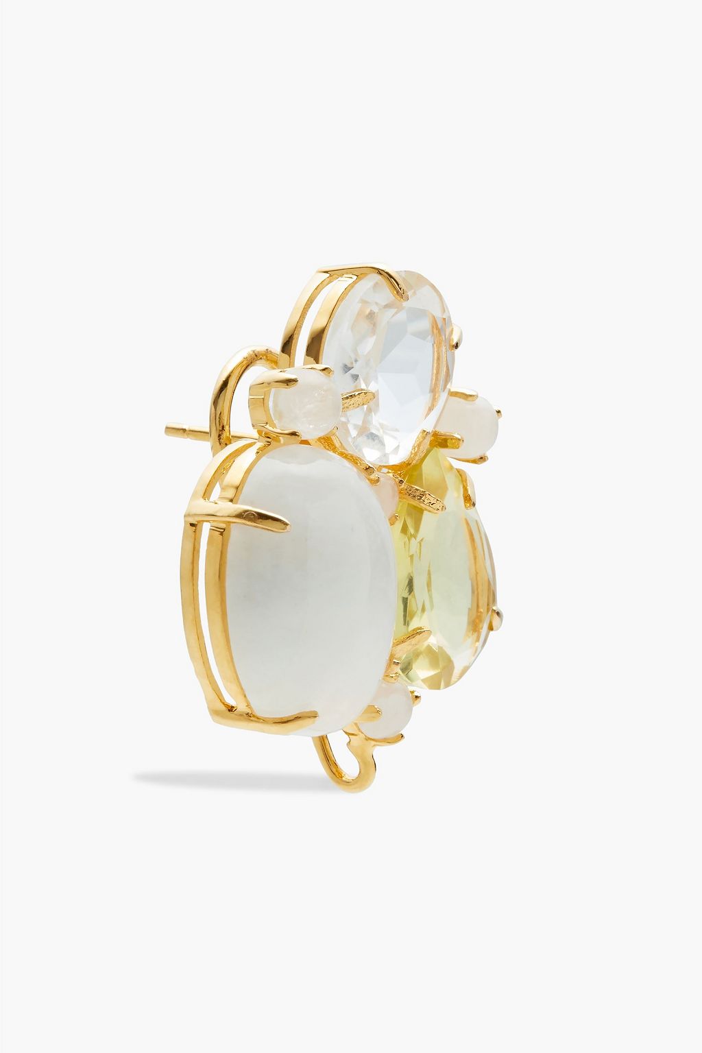 BOUNKIT Gold-tone, quartz and moonstone earrings