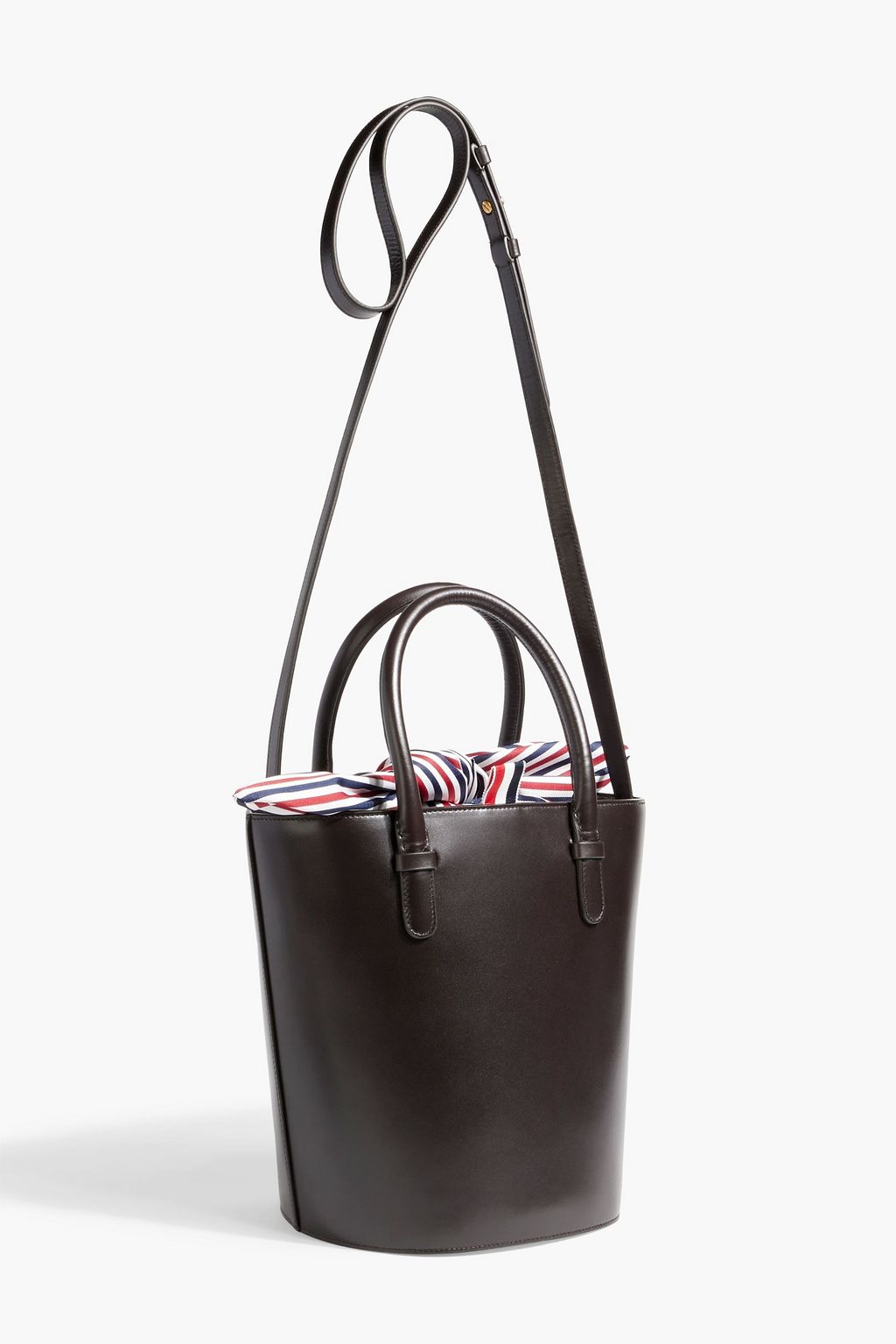 THOM BROWNE Striped leather bucket bag