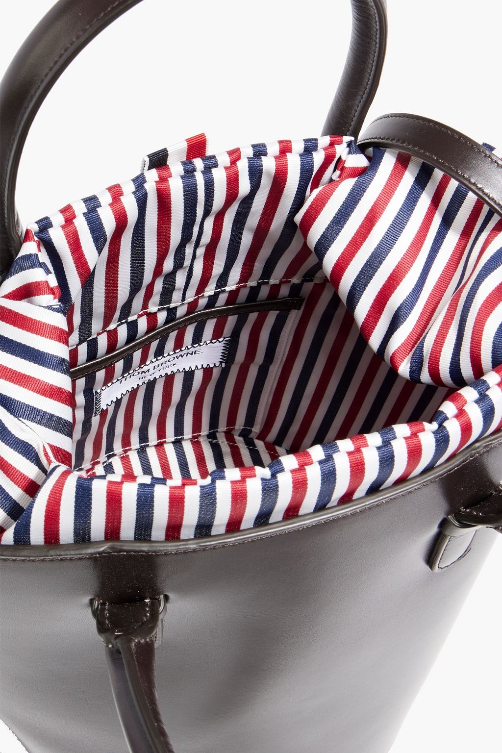 THOM BROWNE Striped leather bucket bag