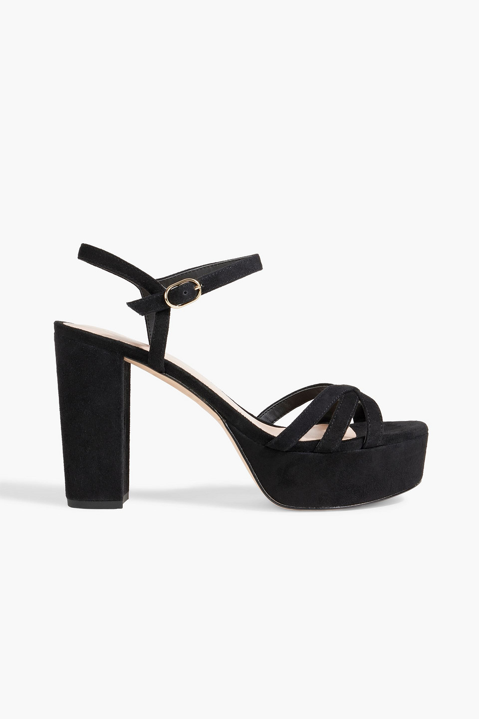 Stuart Weitzman Keefa Suede Platform Sandals In Black