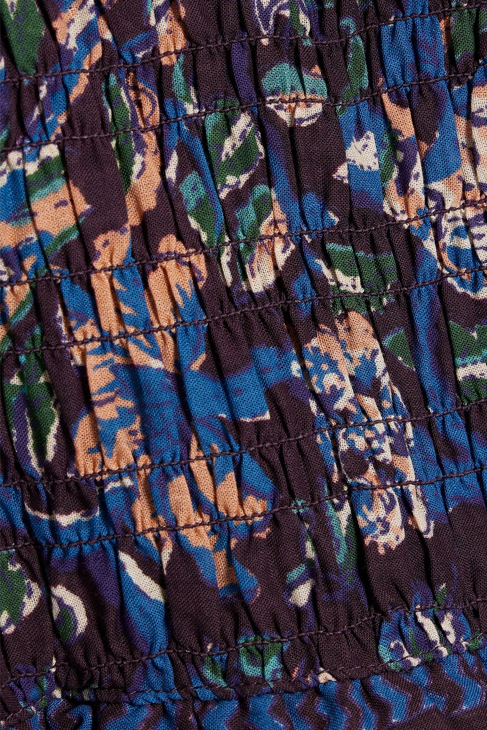 Sea Noah Tiered Shirred Floral-print Cotton-voile Midi Dress In Dark Purple