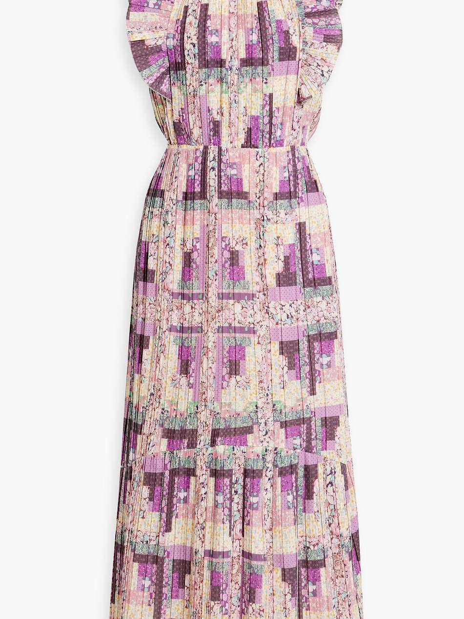 naya pleated printed woven maxi dress