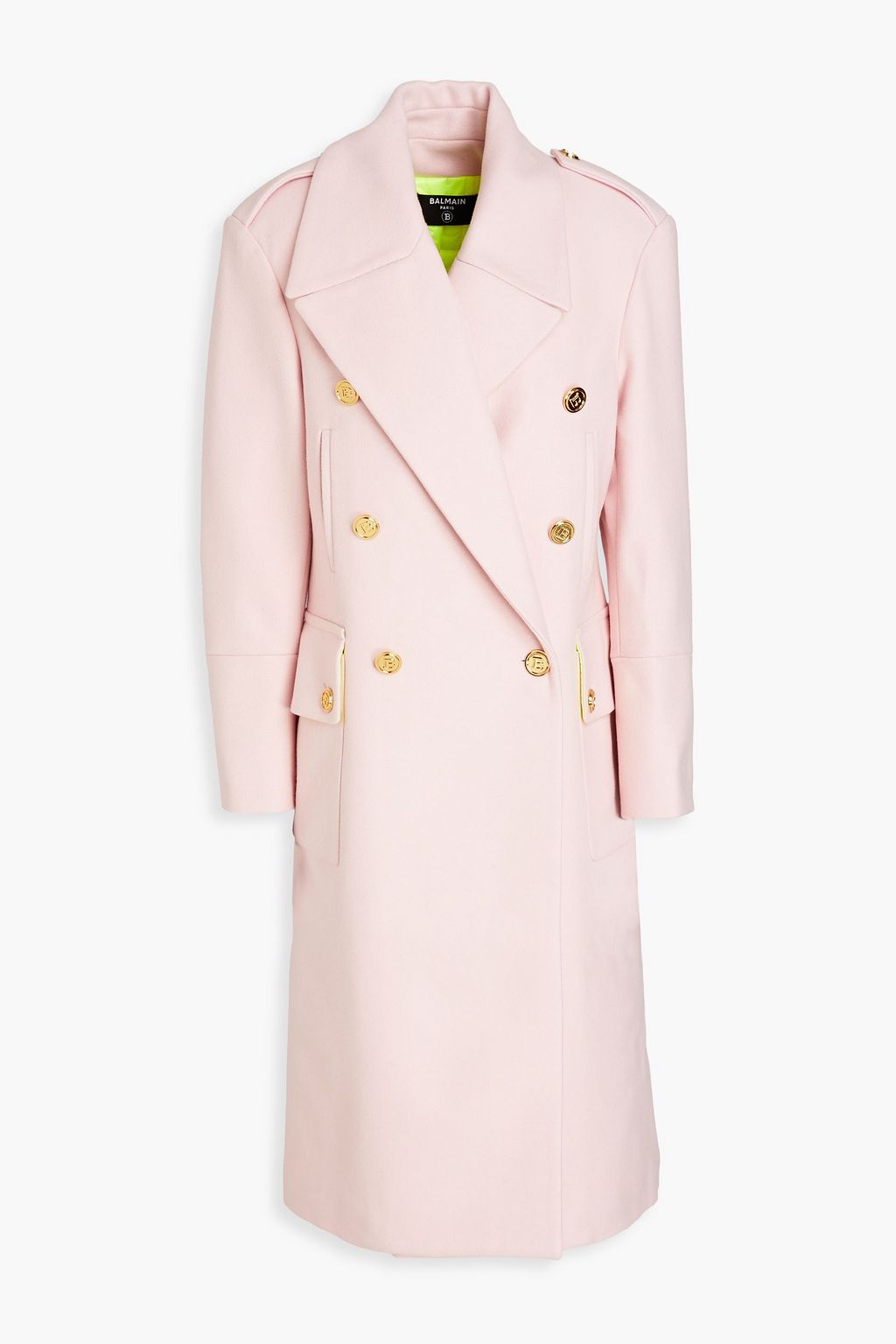 BALMAIN Double-breasted wool-blend felt coat | THE OUTNET