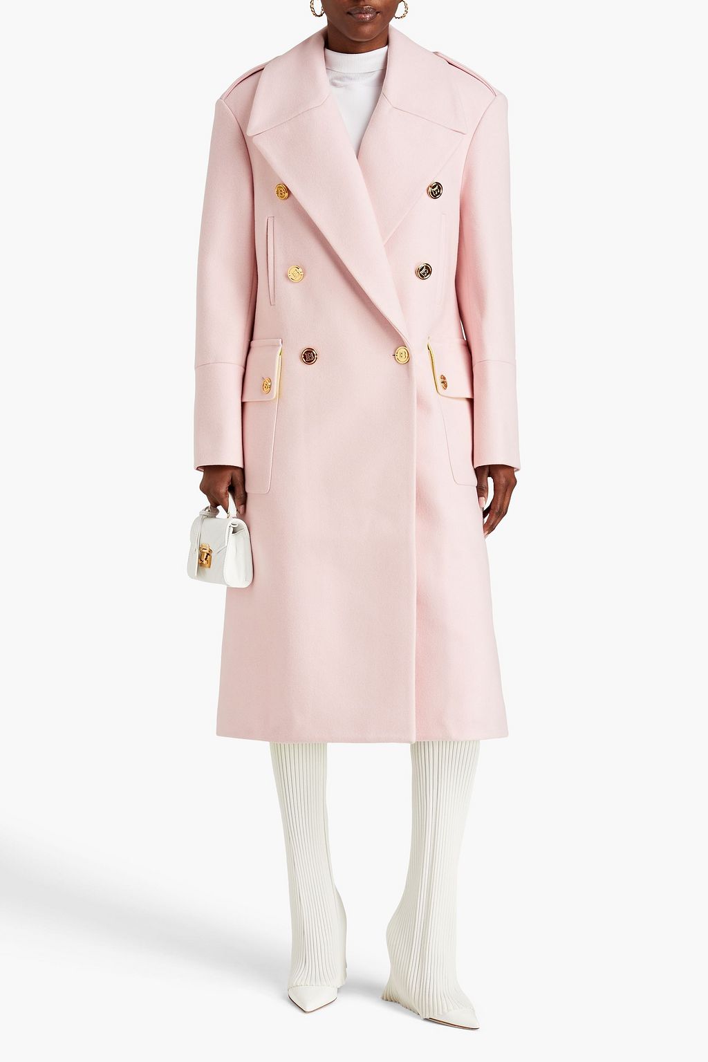 BALMAIN Double-breasted wool-blend felt coat