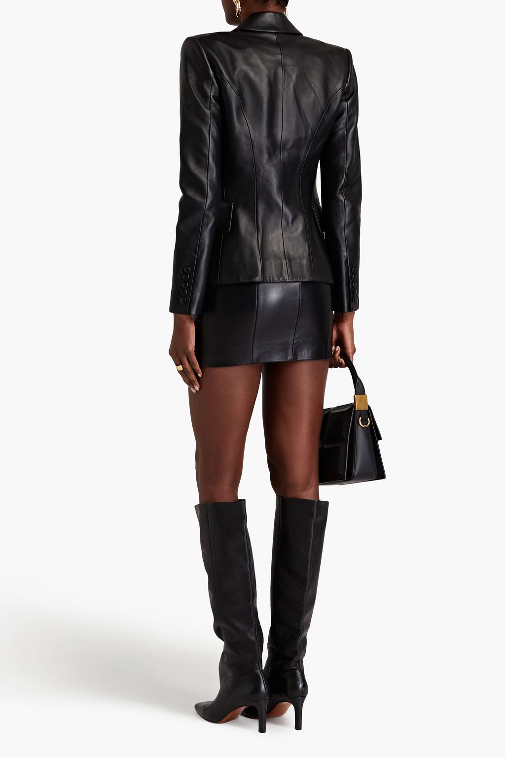 BALMAIN ぺブル加工レザー ブレザー