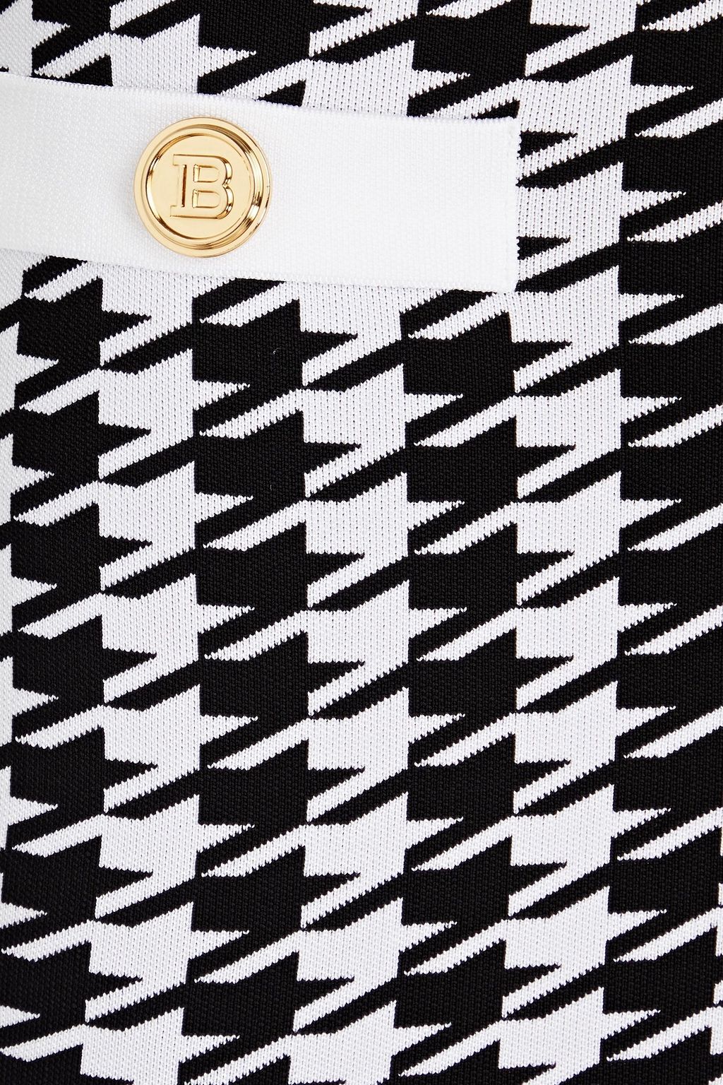BALMAIN 장식 디테일 하운즈투스 자카드 니트 미니 스커트