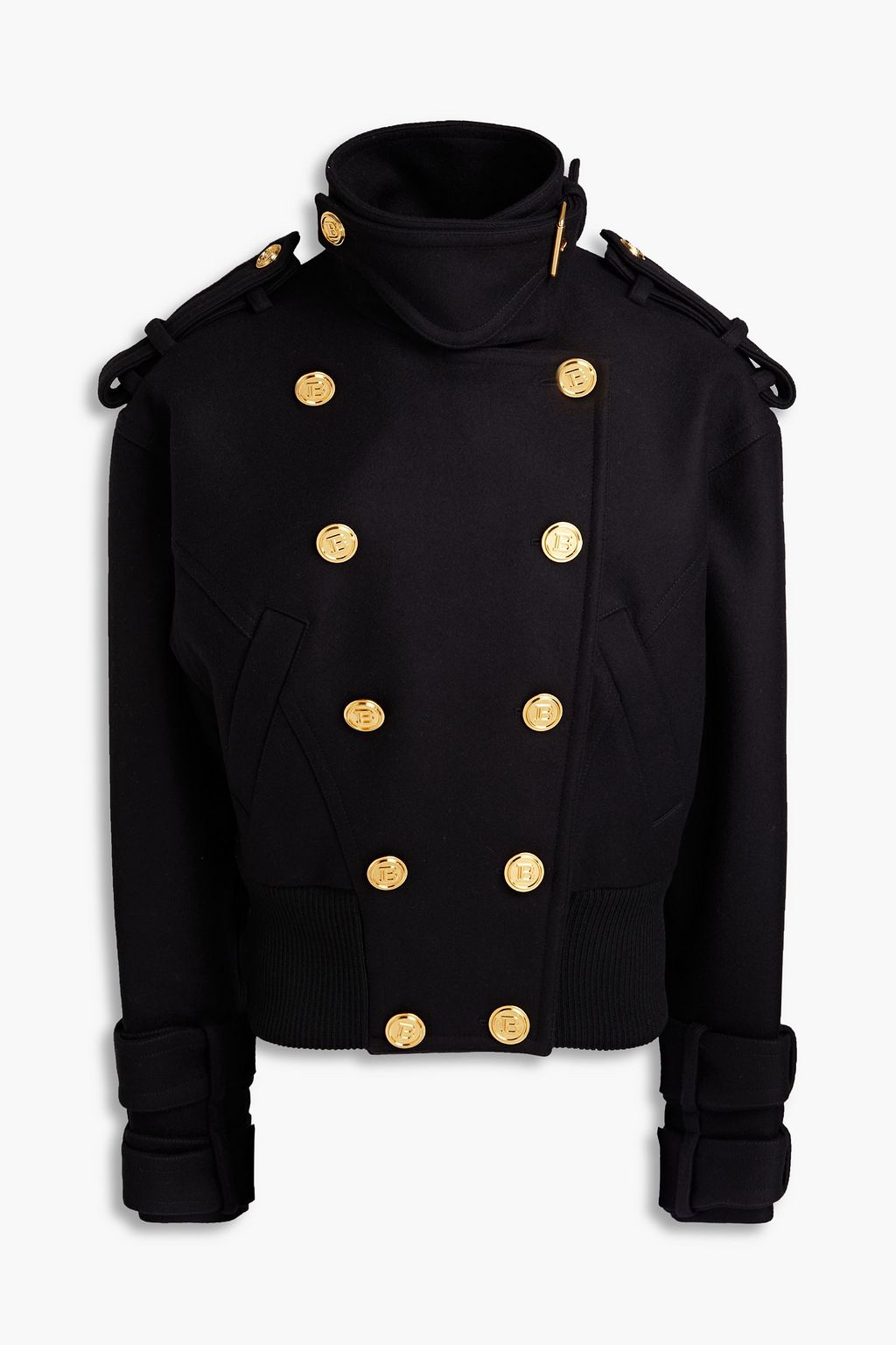 BALMAIN Double breasted wool blend felt coat THE OUTNET