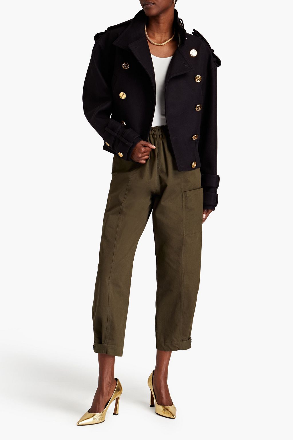 BALMAIN ウール混フェルト ダブルブレストコート
