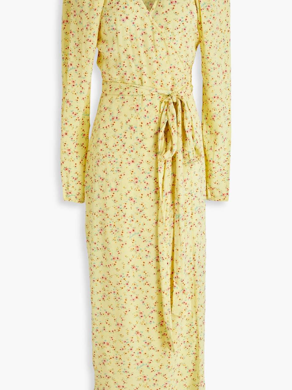 floral-print jacquard maxi wrap dress