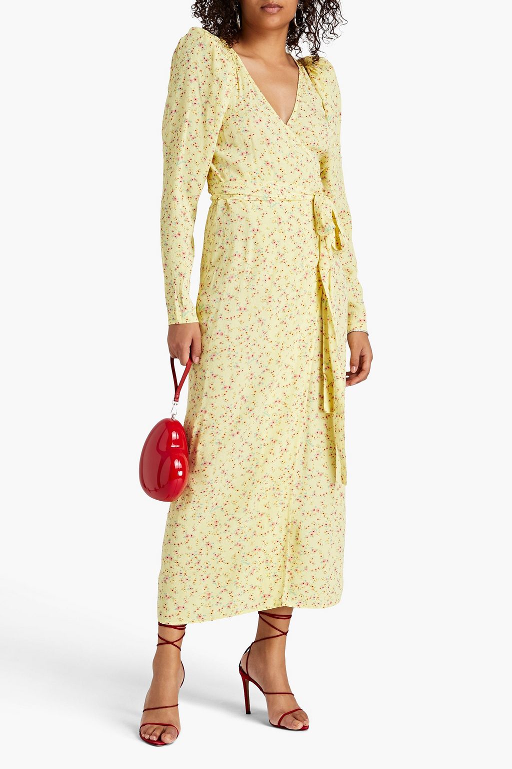 ROTATE BIRGER CHRISTENSEN Floral-print jacquard maxi wrap dress