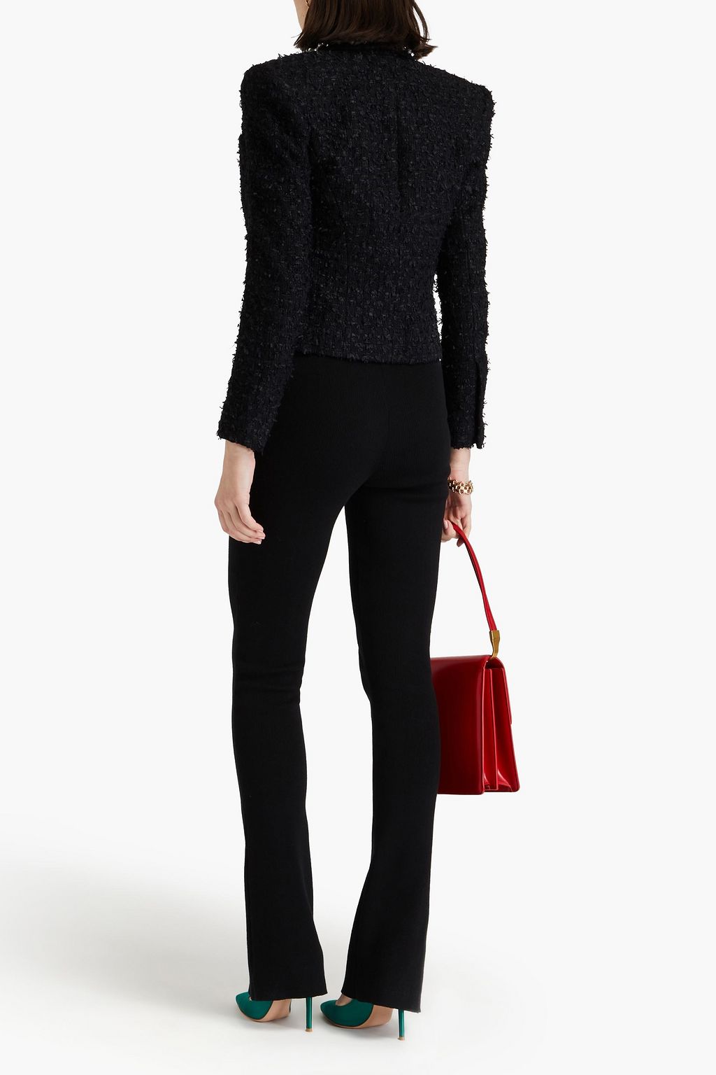 BALMAIN Embellished cotton-blend tweed jacket