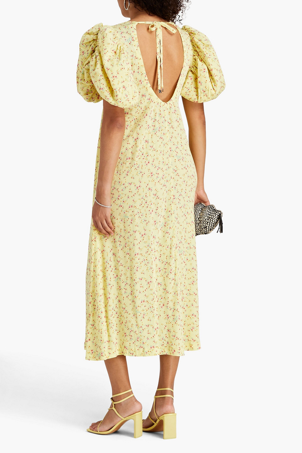 Rotate Birger Christensen Midikleid Aus Webstoff Mit Cut-outs In Pastel Yellow