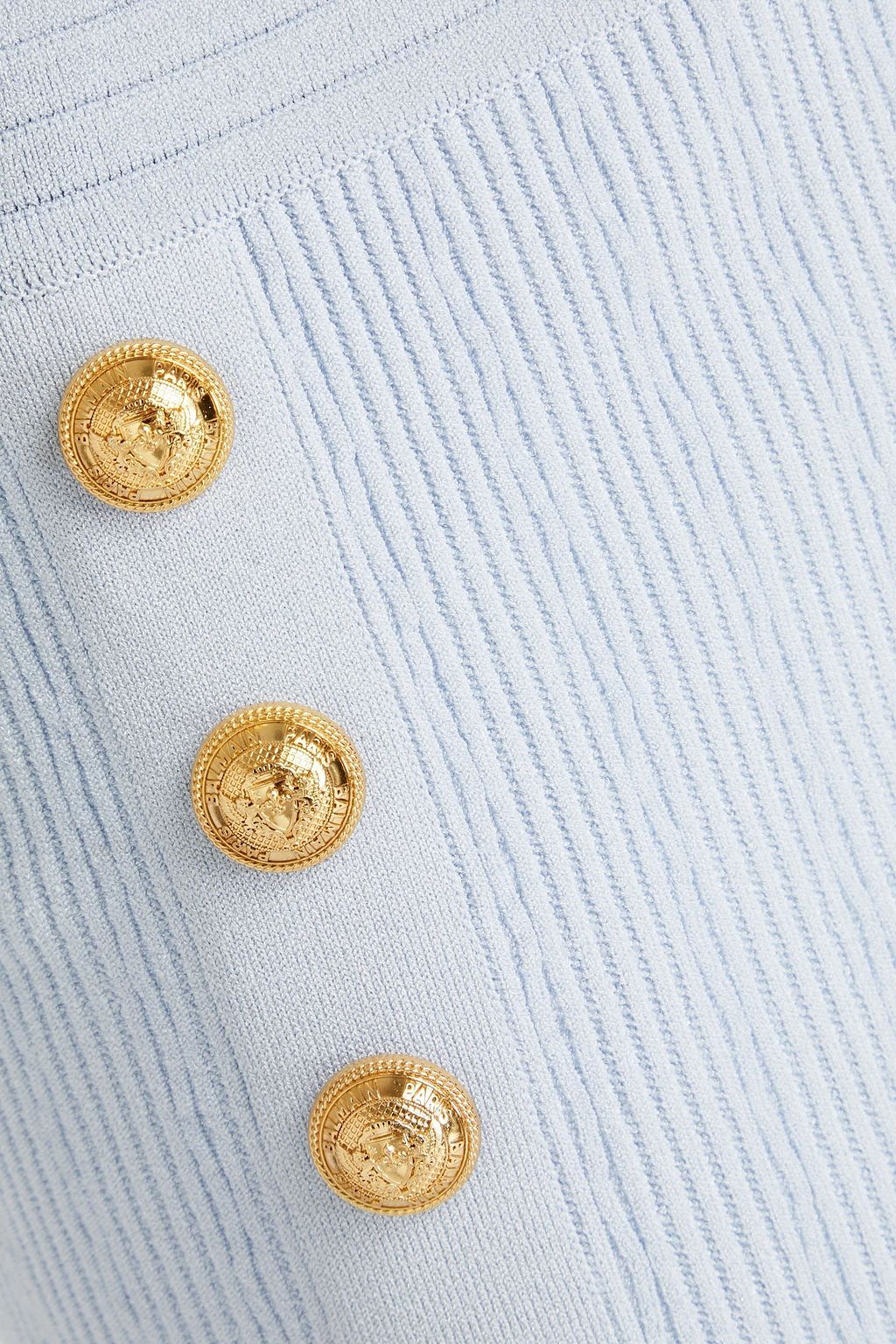 BALMAIN Button-embellished ribbed-knit mini skirt