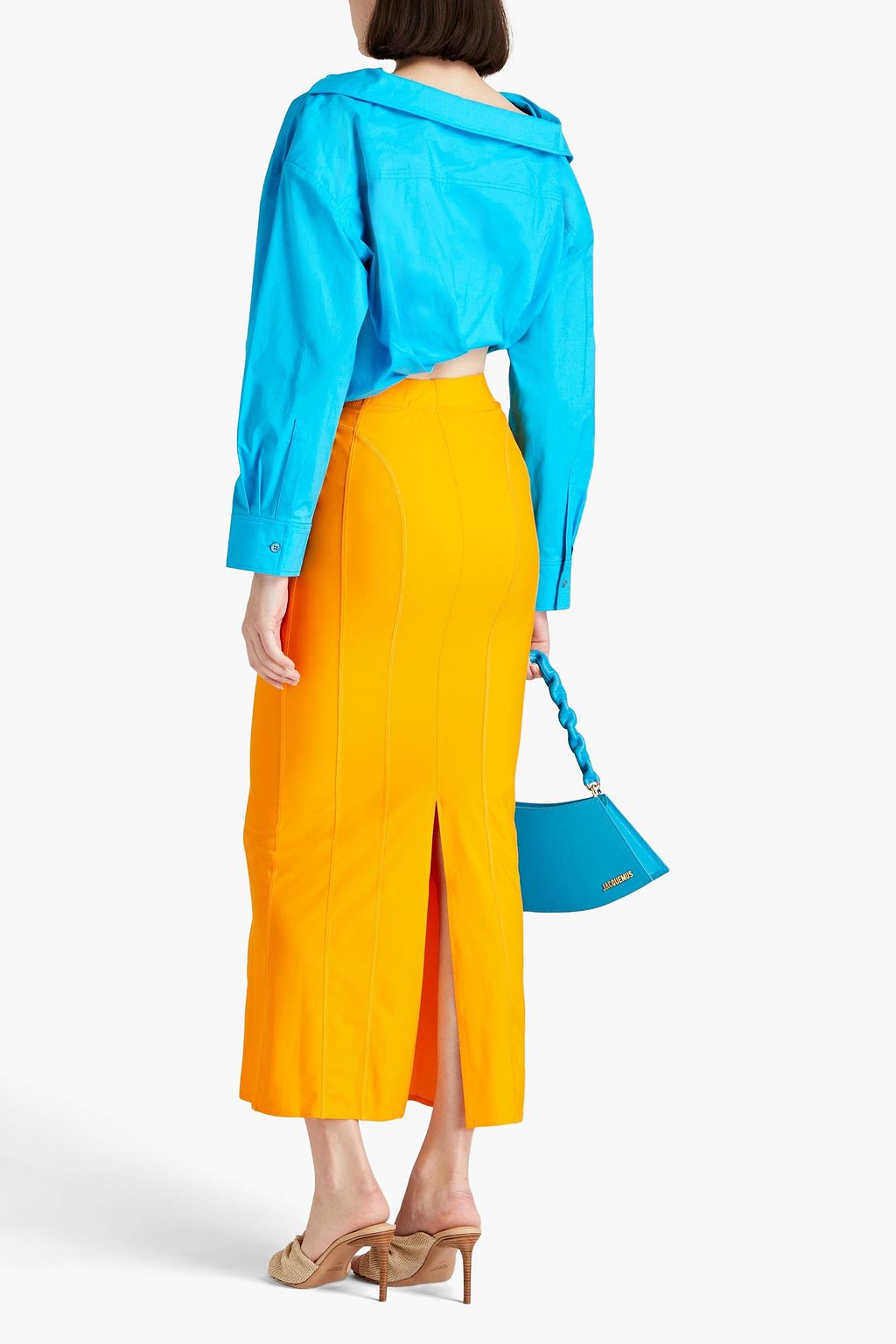 JACQUEMUS Majean asymmetric cropped cotton-poplin shirt