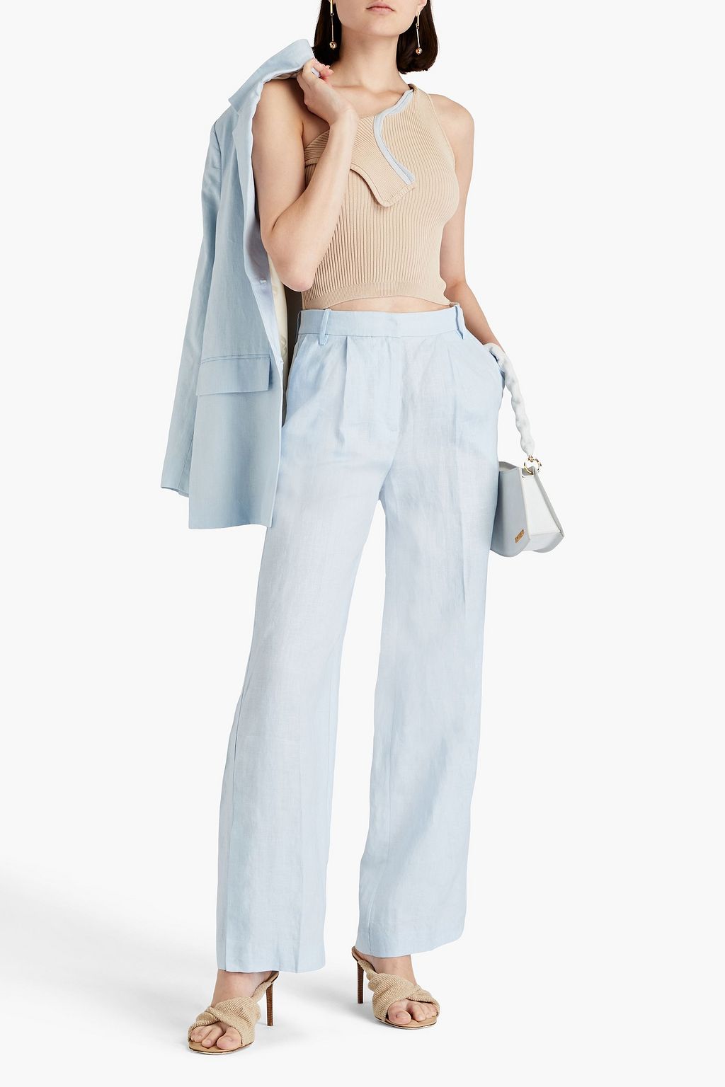 JACQUEMUS بلوزة ’’أسينو’’ بكتف واحد مصنوعة من نسيج بحبكة مضلّعة