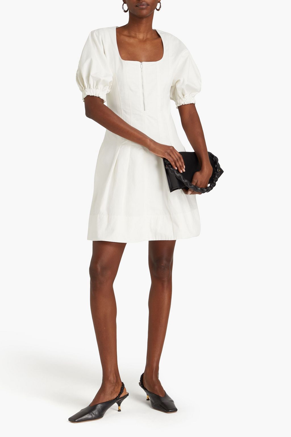 PROENZA SCHOULER Pleated cotton and linen-blend mini dress