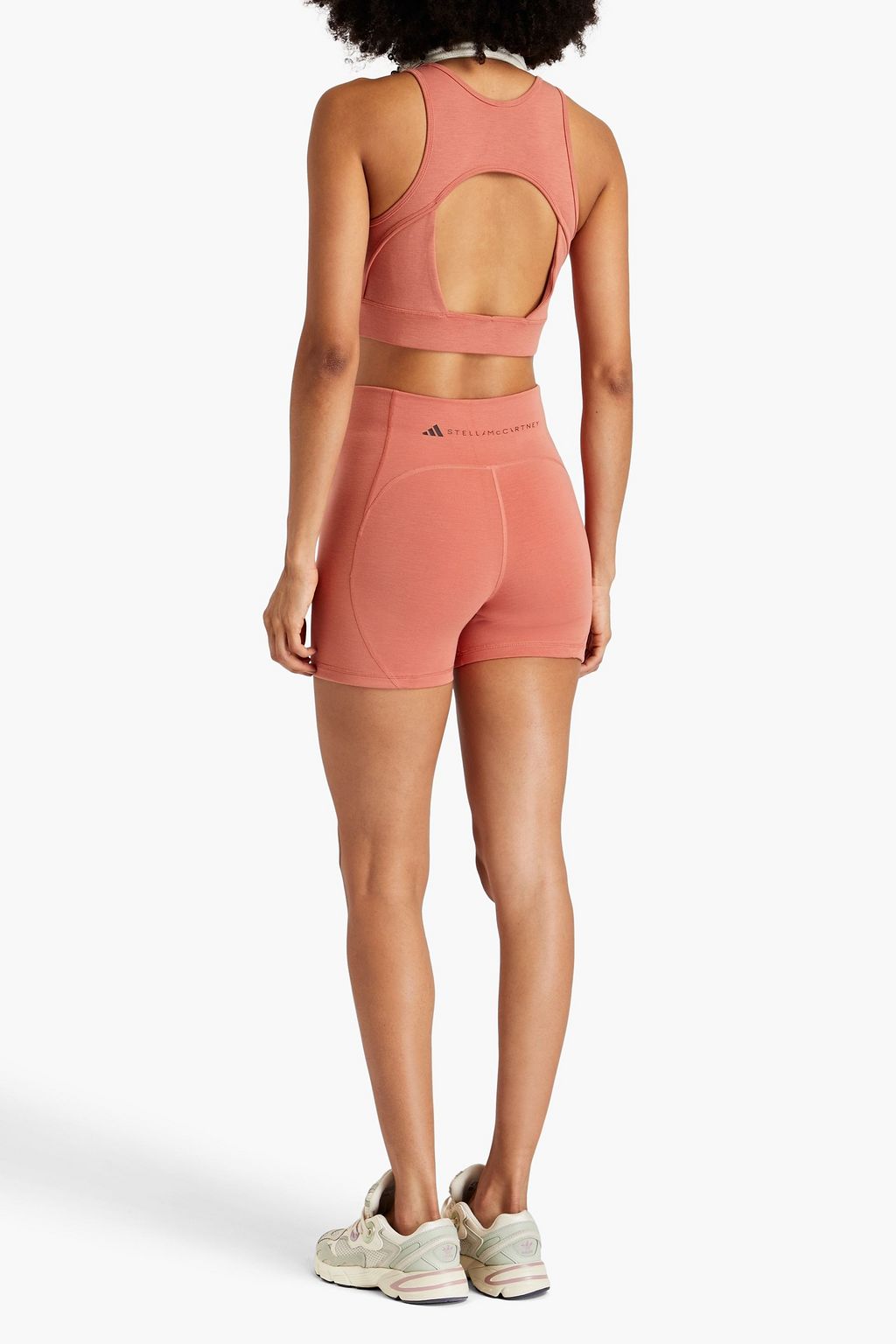 ADIDAS BY STELLA MCCARTNEY حمالة صدر رياضية مصنوعة من الجيرسي المطاطي ومزينة بطبعات