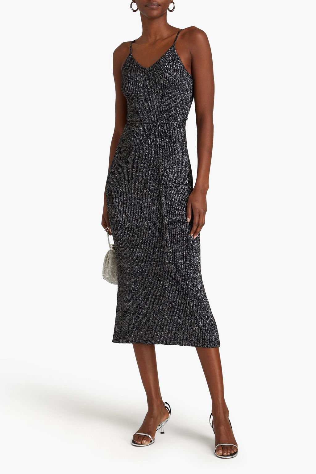PROENZA SCHOULER 메탈릭 리브 니트 미디 드레스