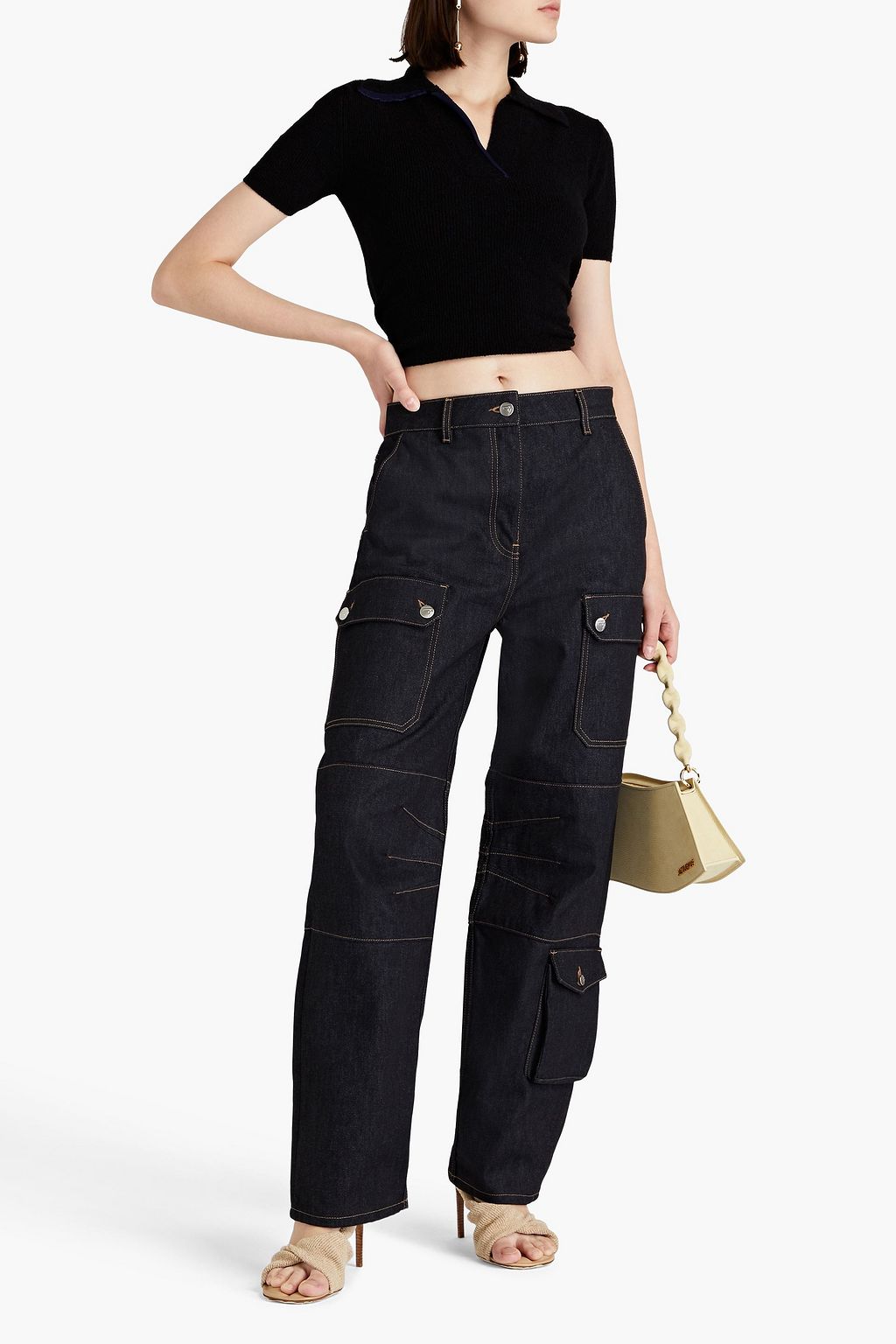 JACQUEMUS Bagnu open-back cotton-blend terry polo shirt