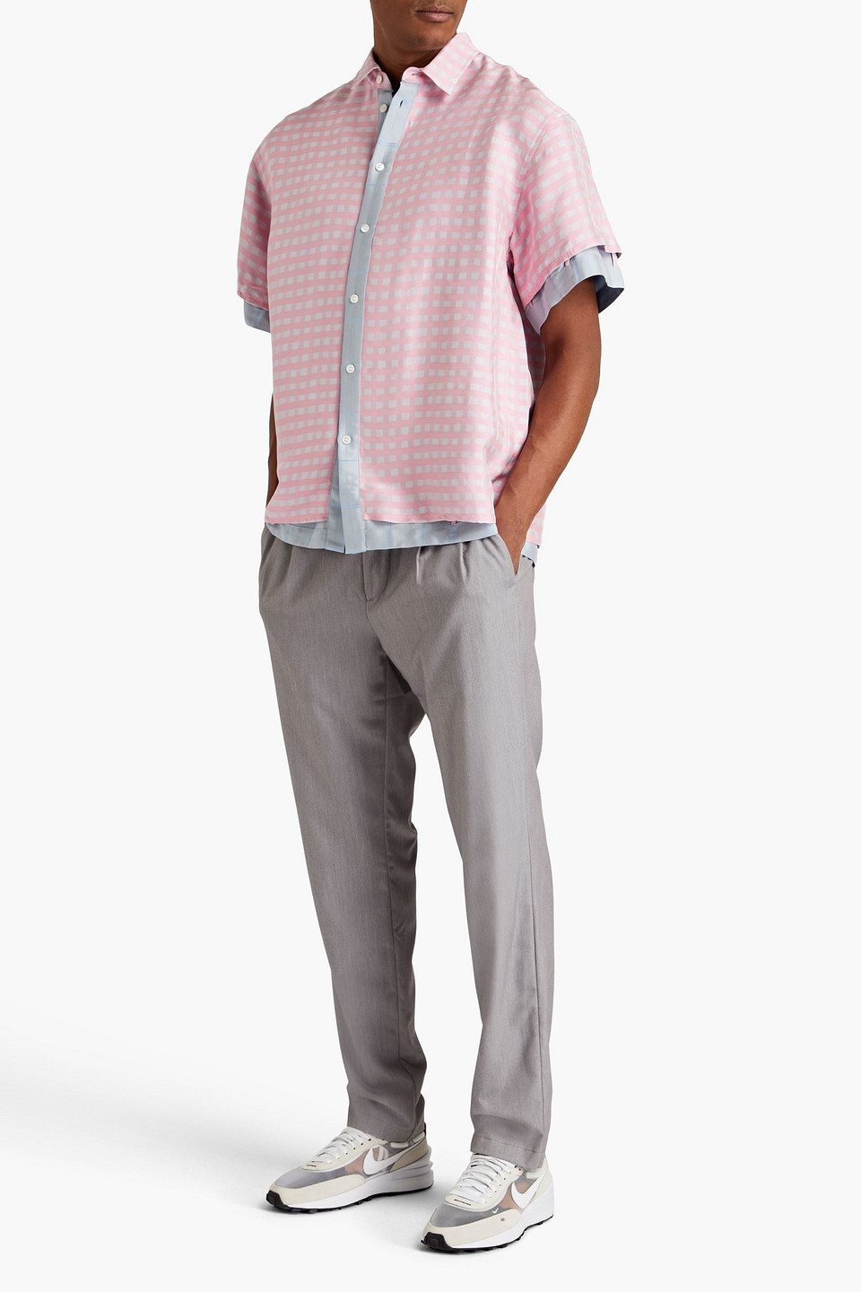 Shop Jacquemus Melancia Gingham Jacquard Shirt In Baby Pink