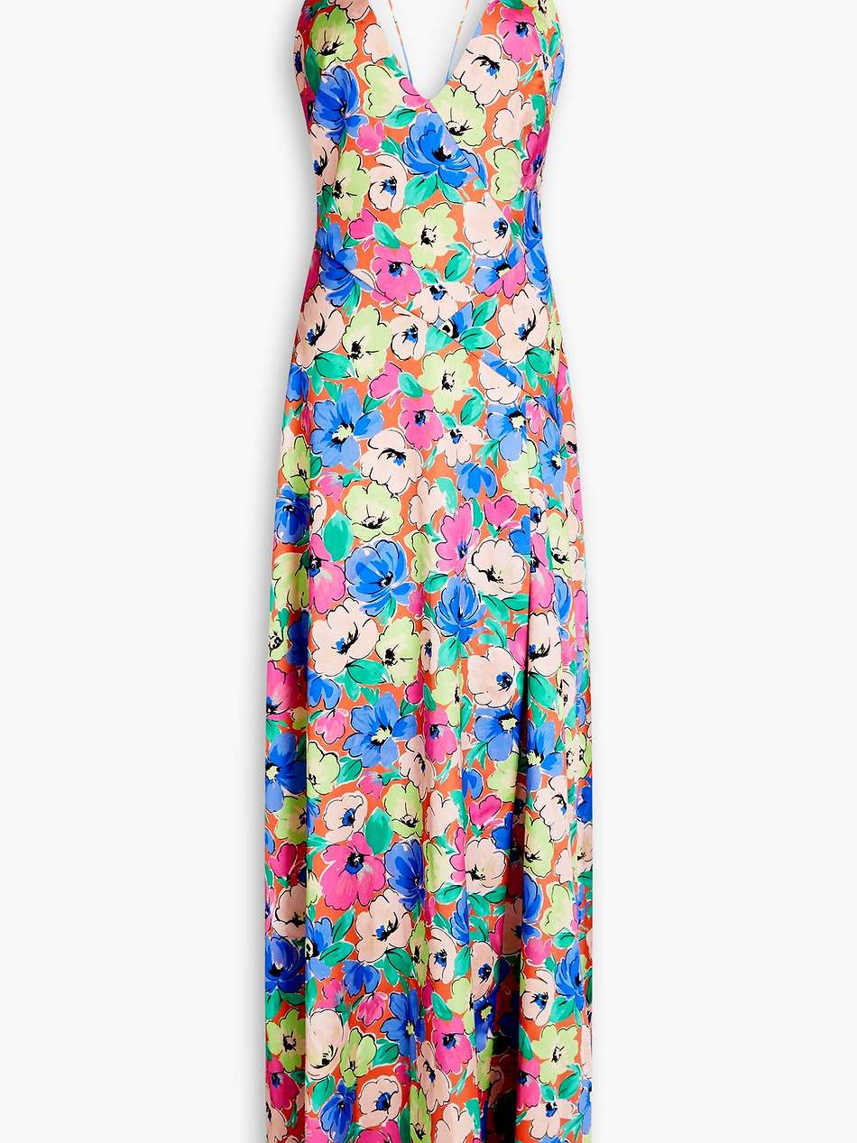 floral-print satin maxi dress