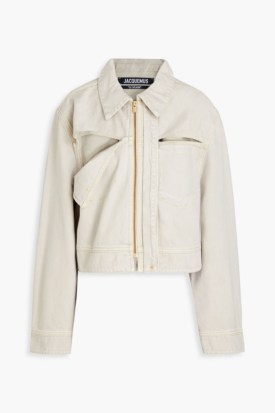 Jacquemus Cutout Denim Jacket In Light Gray