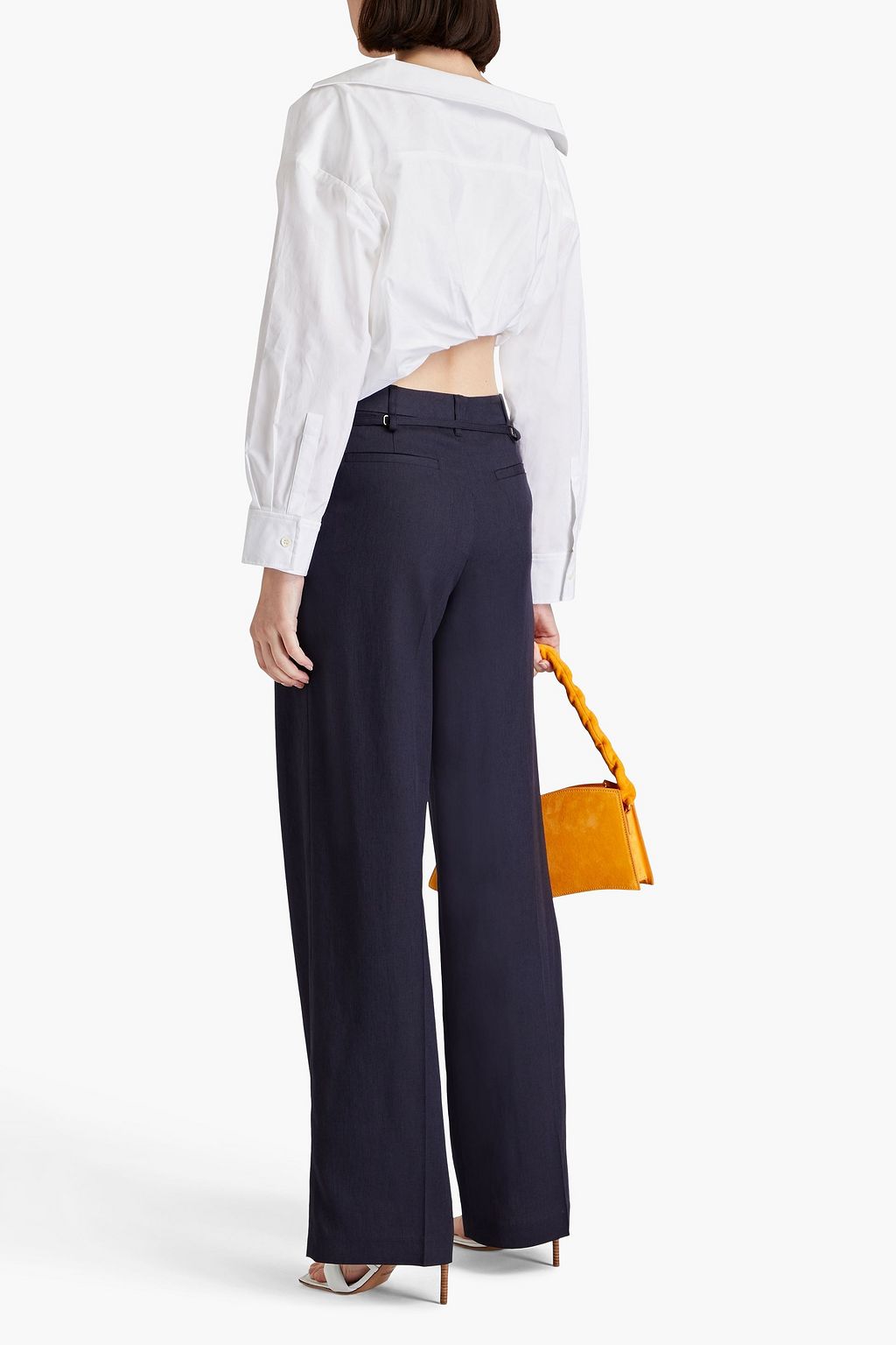 JACQUEMUS Majean asymmetric cropped cotton-poplin shirt