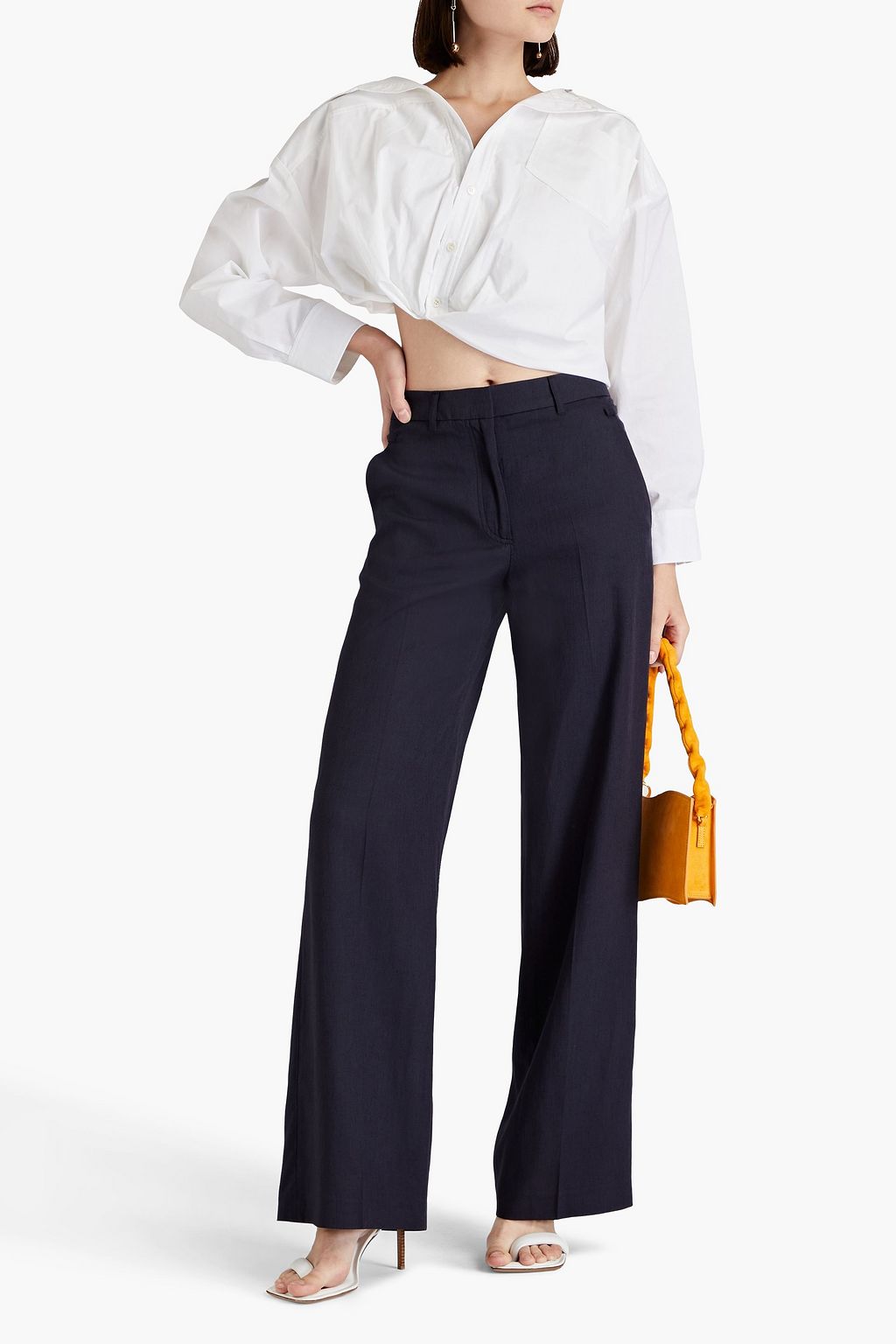 JACQUEMUS Majean asymmetric cropped cotton-poplin shirt