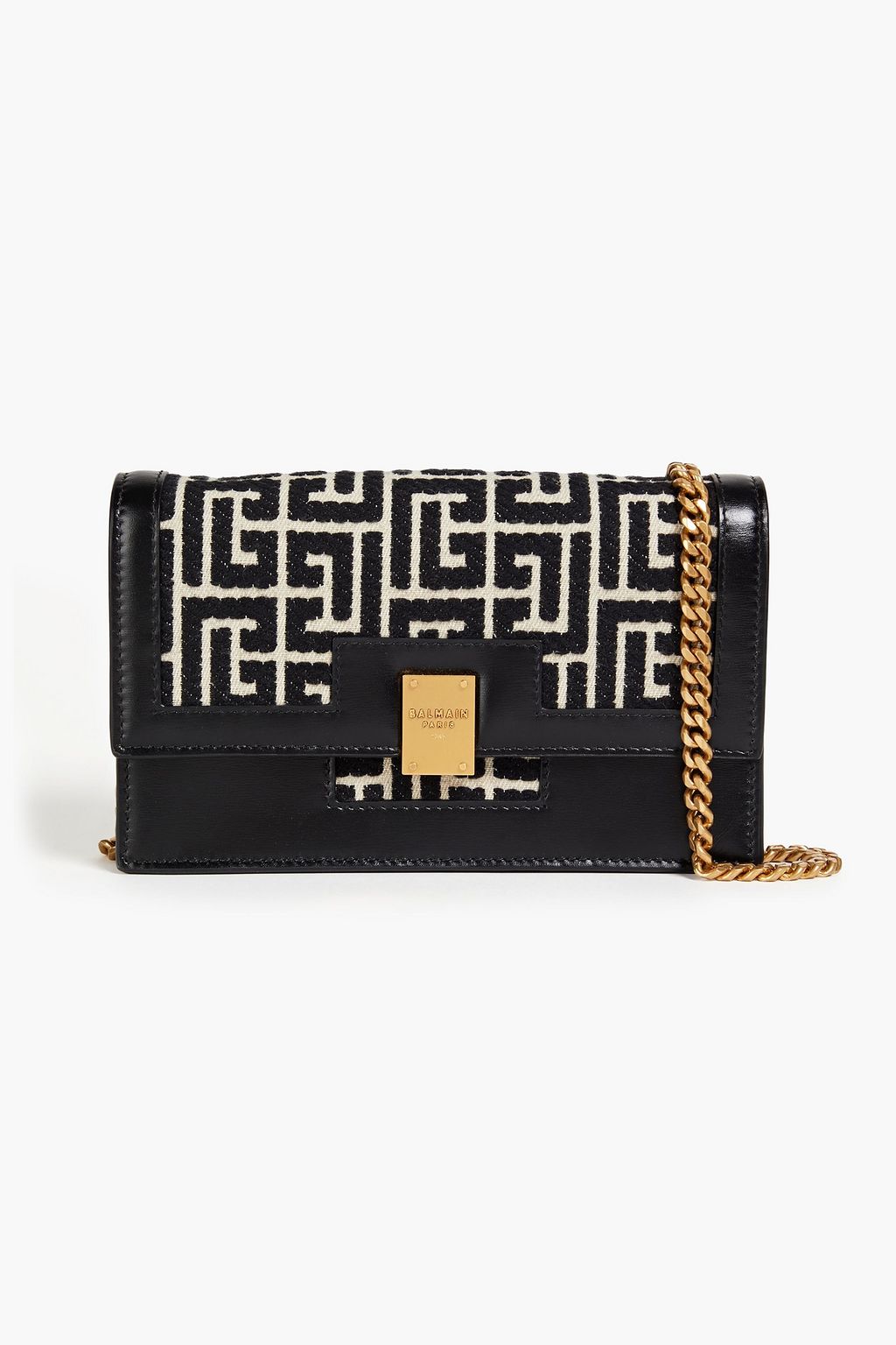 BALMAIN 1945 jacquard and leather shoulder bag | THE OUTNET