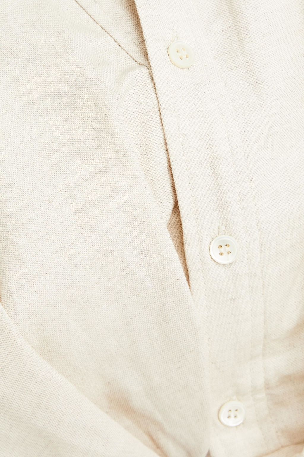 JACQUEMUS Mejean asymmetric cropped cotton and linen-blend shirt