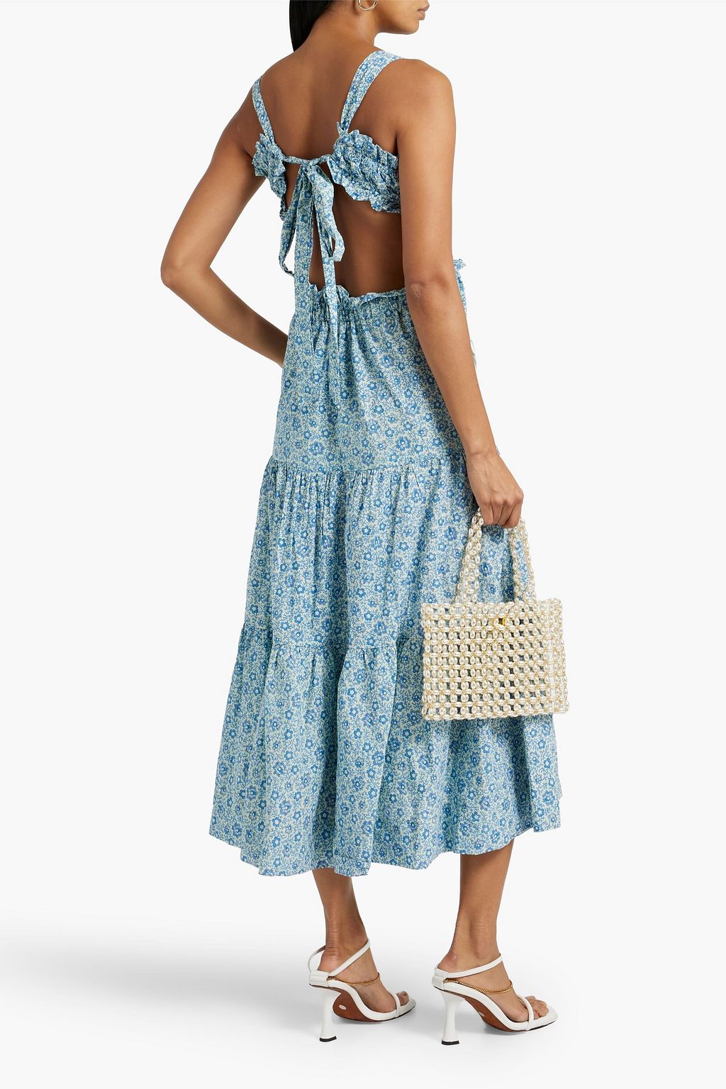 SEA Apron floral-print cotton midi dress