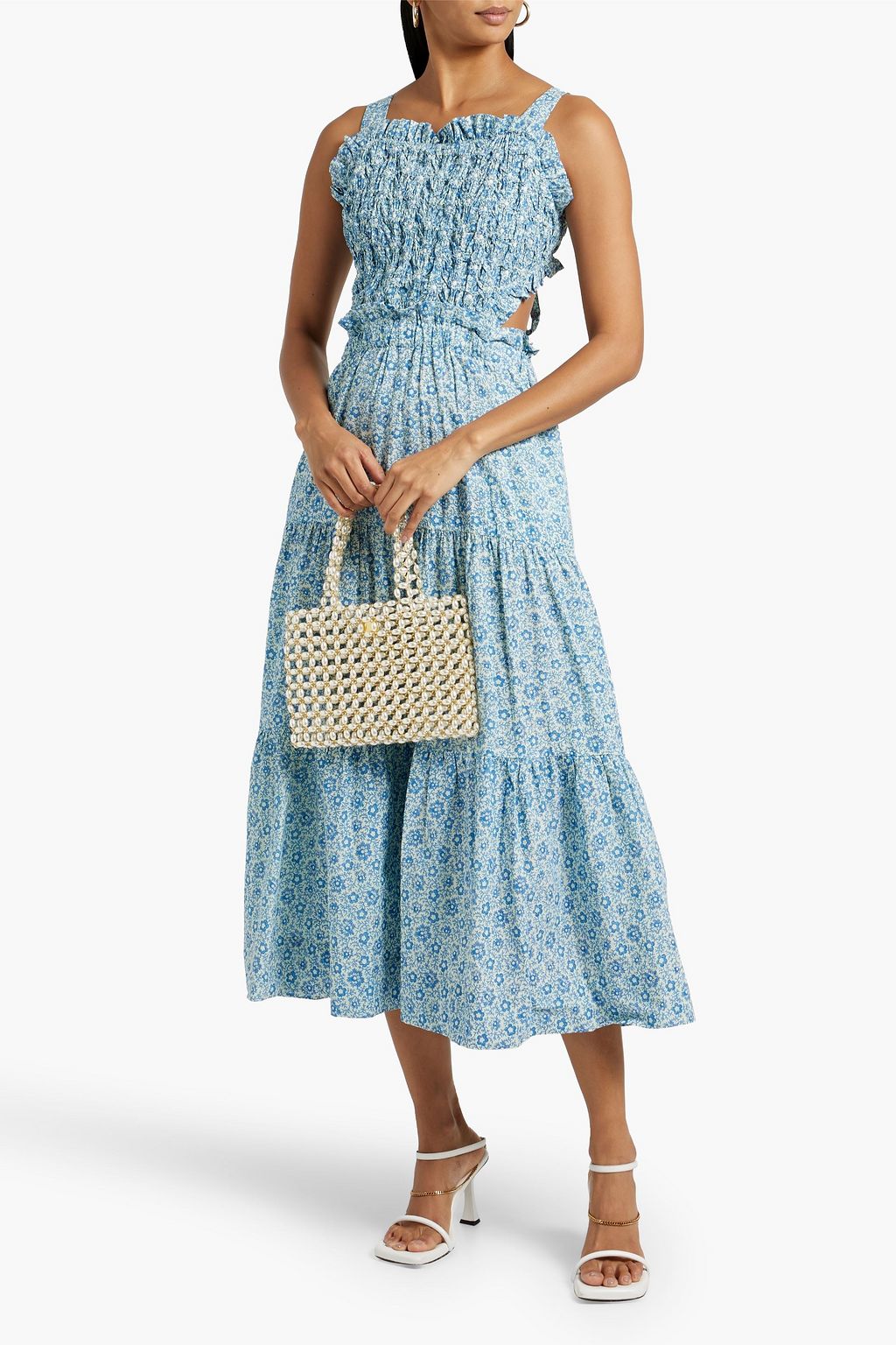 SEA Apron floral-print cotton midi dress
