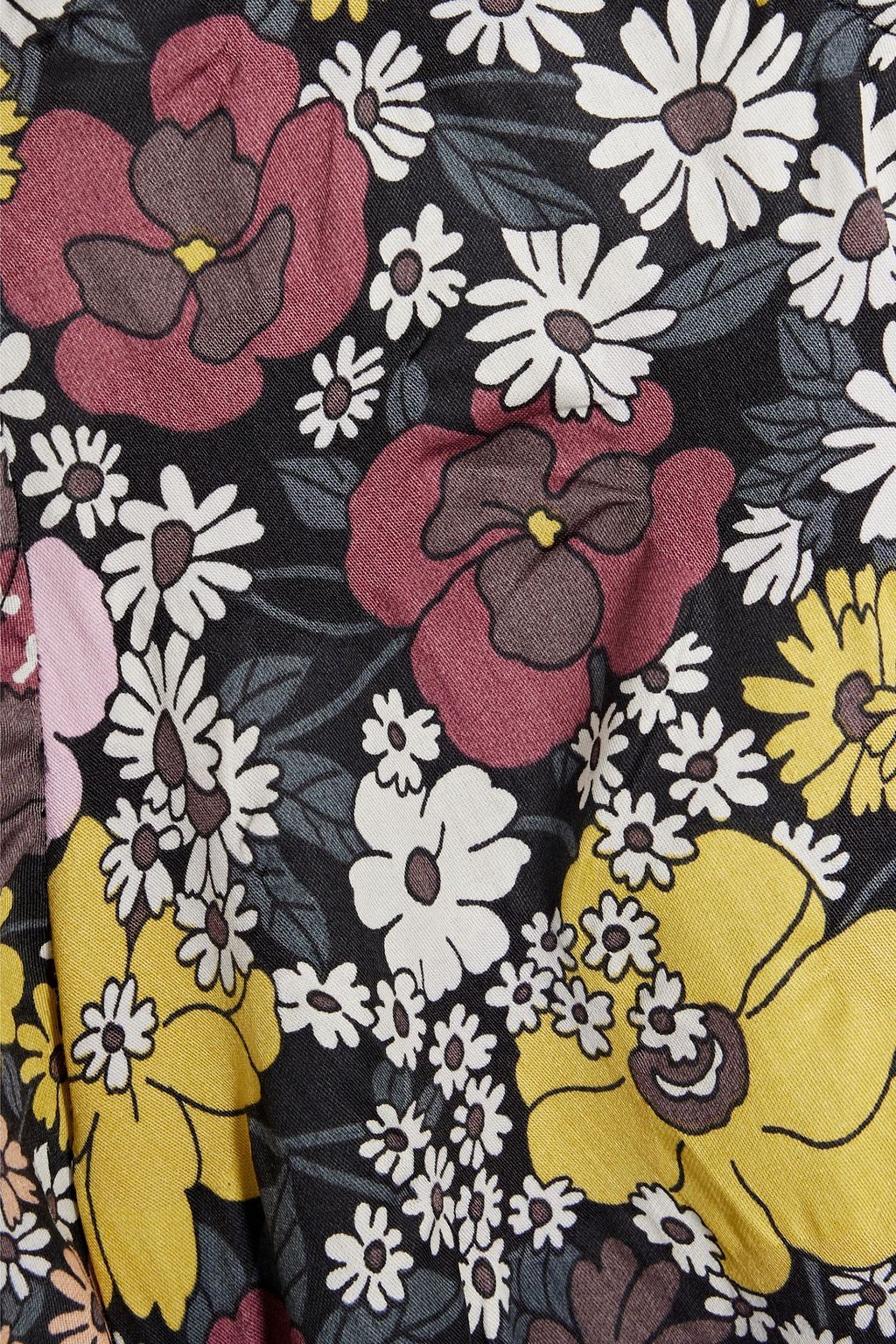 SEA Gitte tiered crinkled floral-print cotton-poplin midi dress