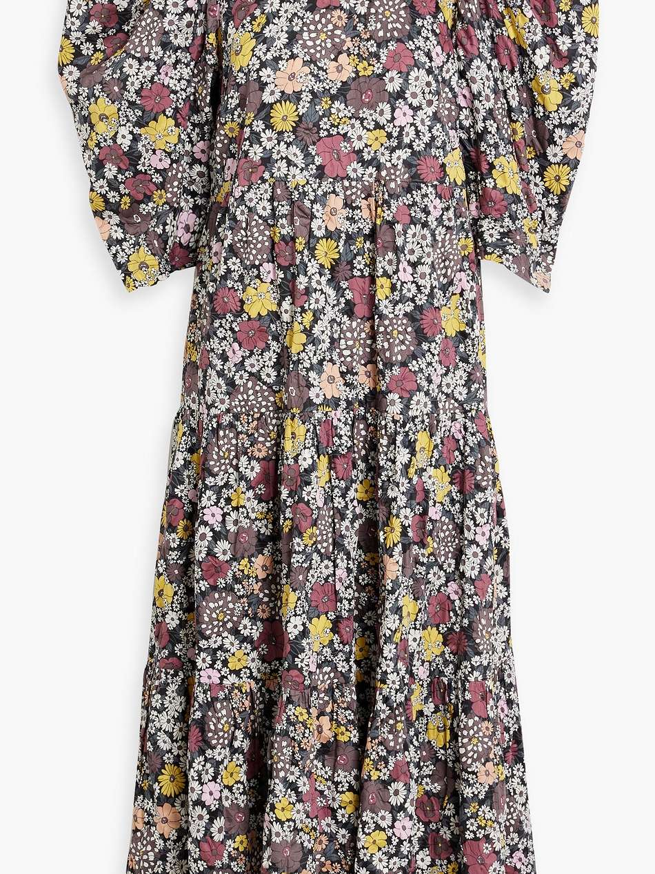 gitte tiered crinkled floral-print cotton-poplin midi dress