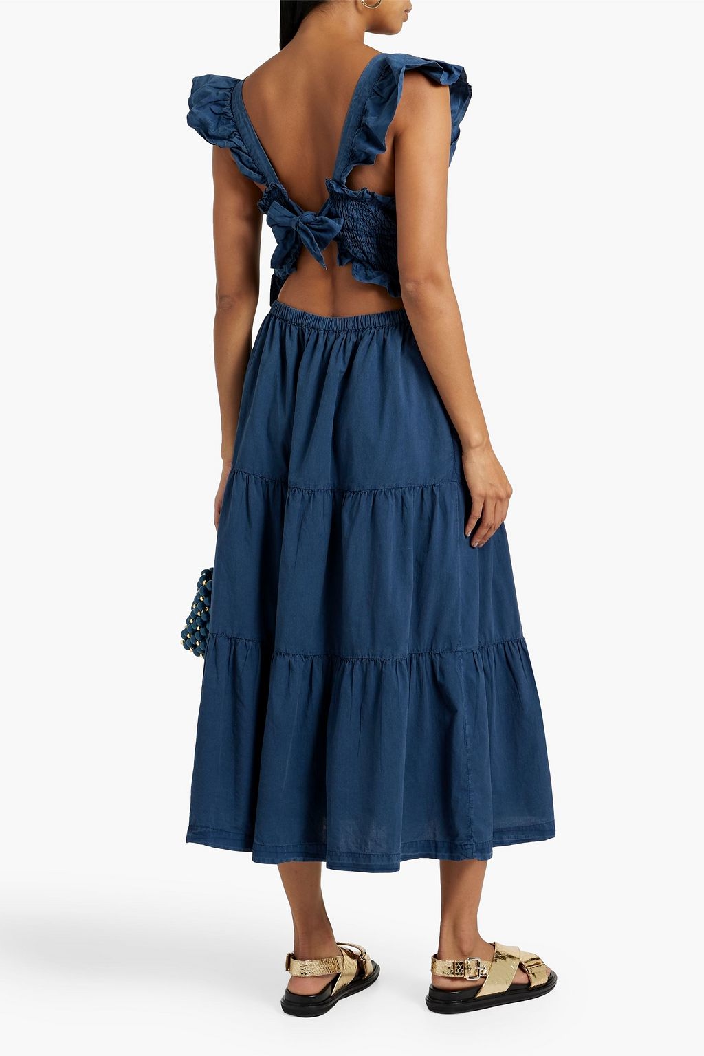 SEA Tiered smocked cotton midi dress