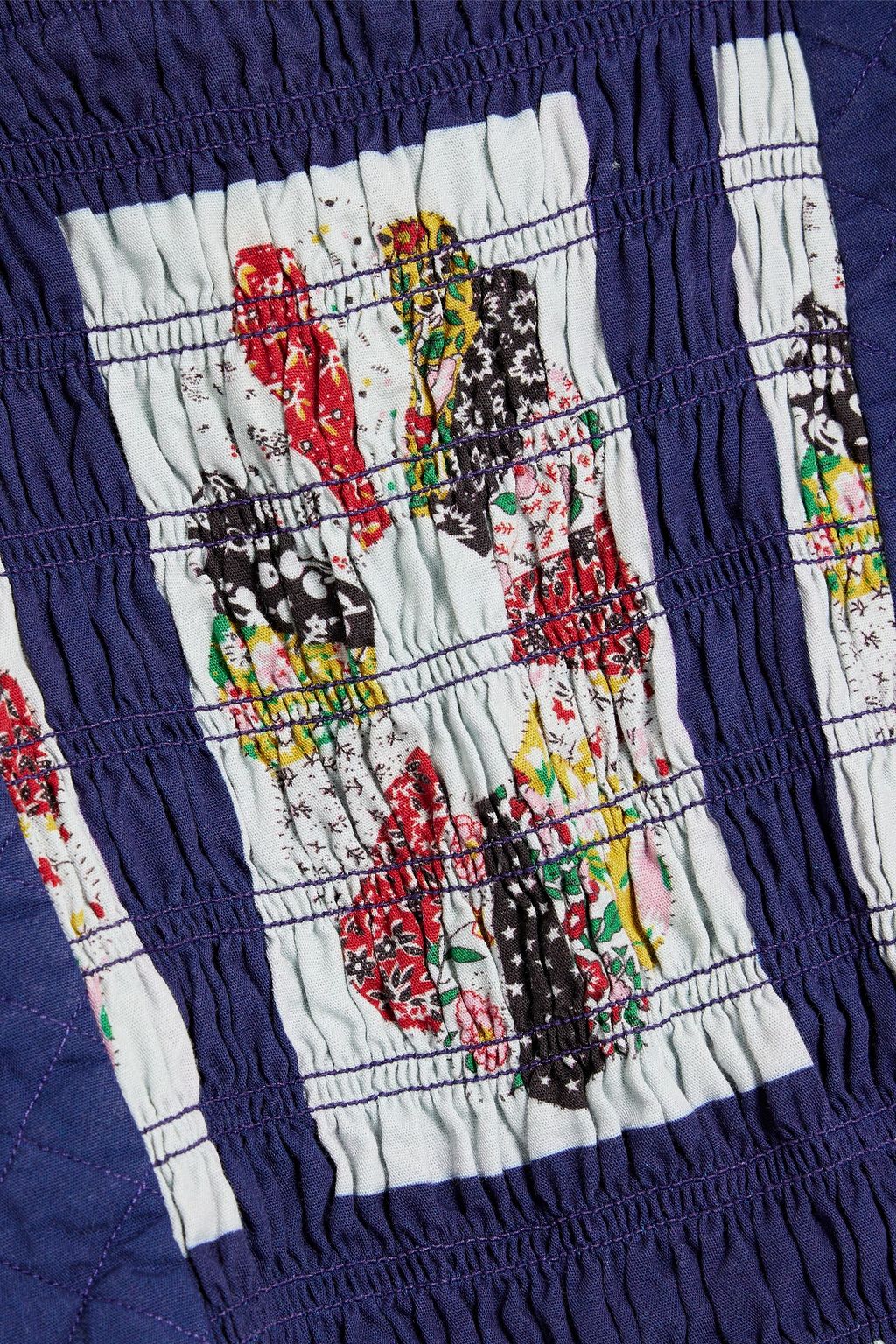 SEA Midikleid aus Baumwolle in Patchwork-Optik mit Print und Raffung