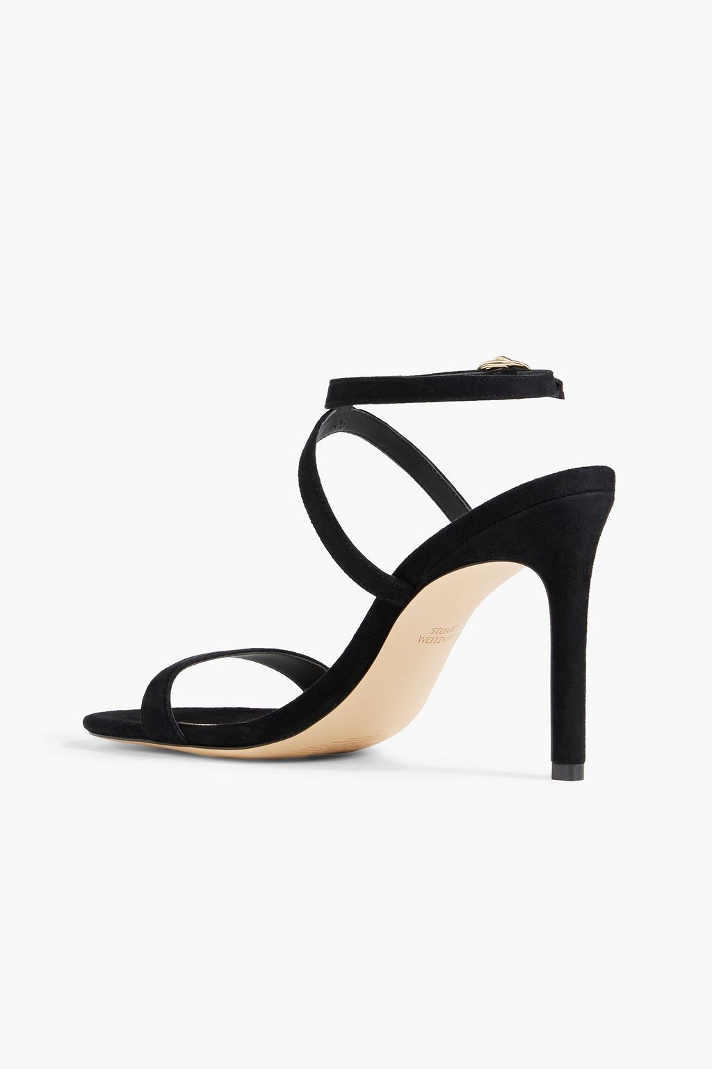 STUART WEITZMAN Crystal Buckle embellished suede sandals